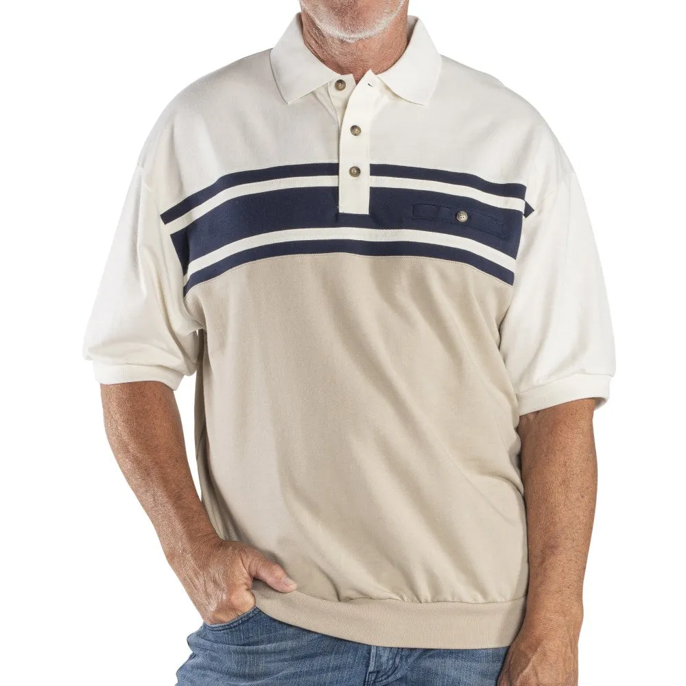 Classics by Palmland Horizontal French Terry Short Sleeve Banded Bottom Shirt  6090-BL1