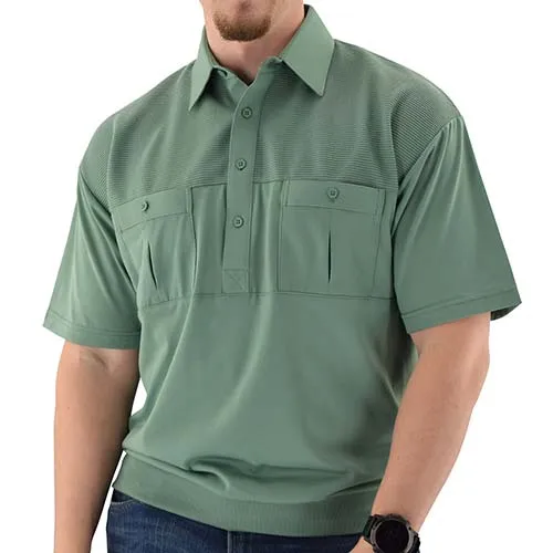 Classics by Palmland Two Pocket Knit Short Sleeve Banded Bottom Shirt 6010-656 Big and Tall - Sage