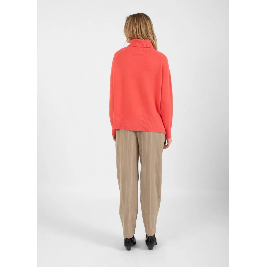 Coster Hot Coral Polo Neck Sweater