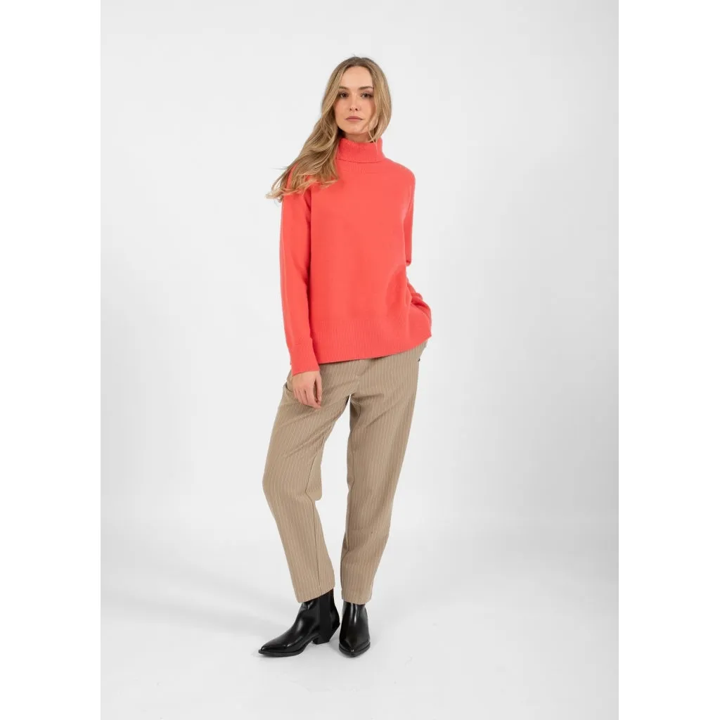 Coster Hot Coral Polo Neck Sweater