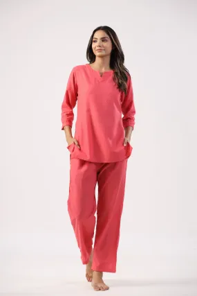 Cranberry Chic Cotton Loungewear Set