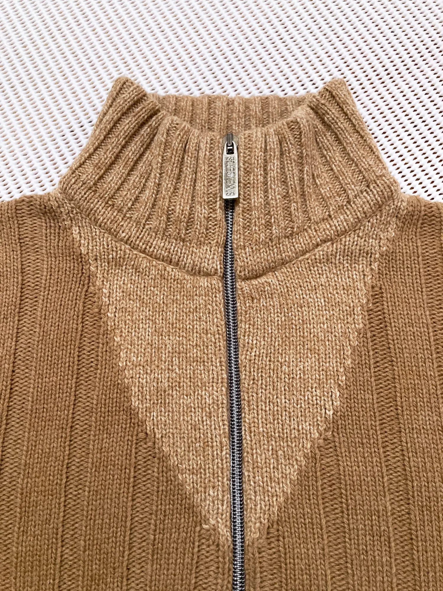 Dirk Bikkembergs 1990s 2000s beige brown wool knitted zip jacket - S