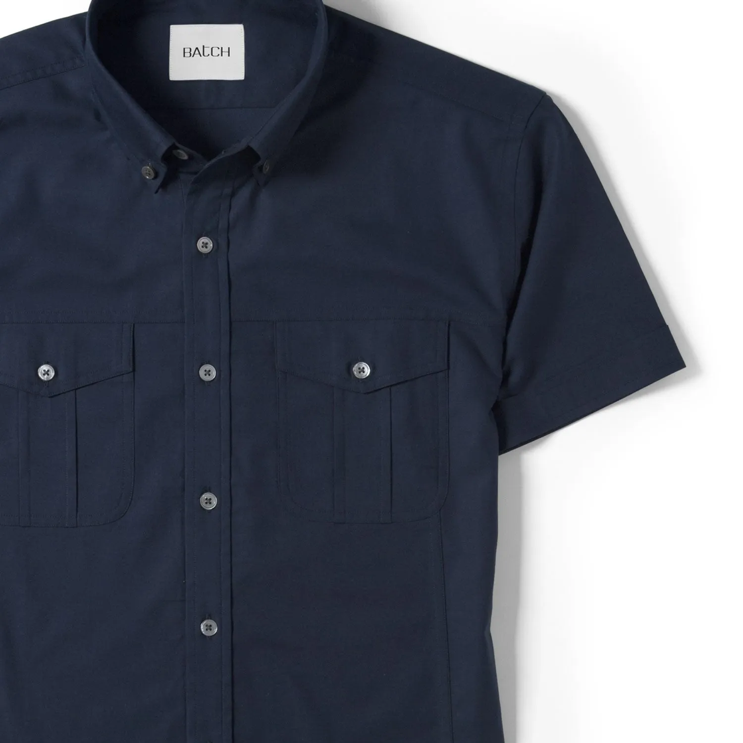 Editor Short Sleeve Utility Shirt – Dark Navy Mercerized Cotton