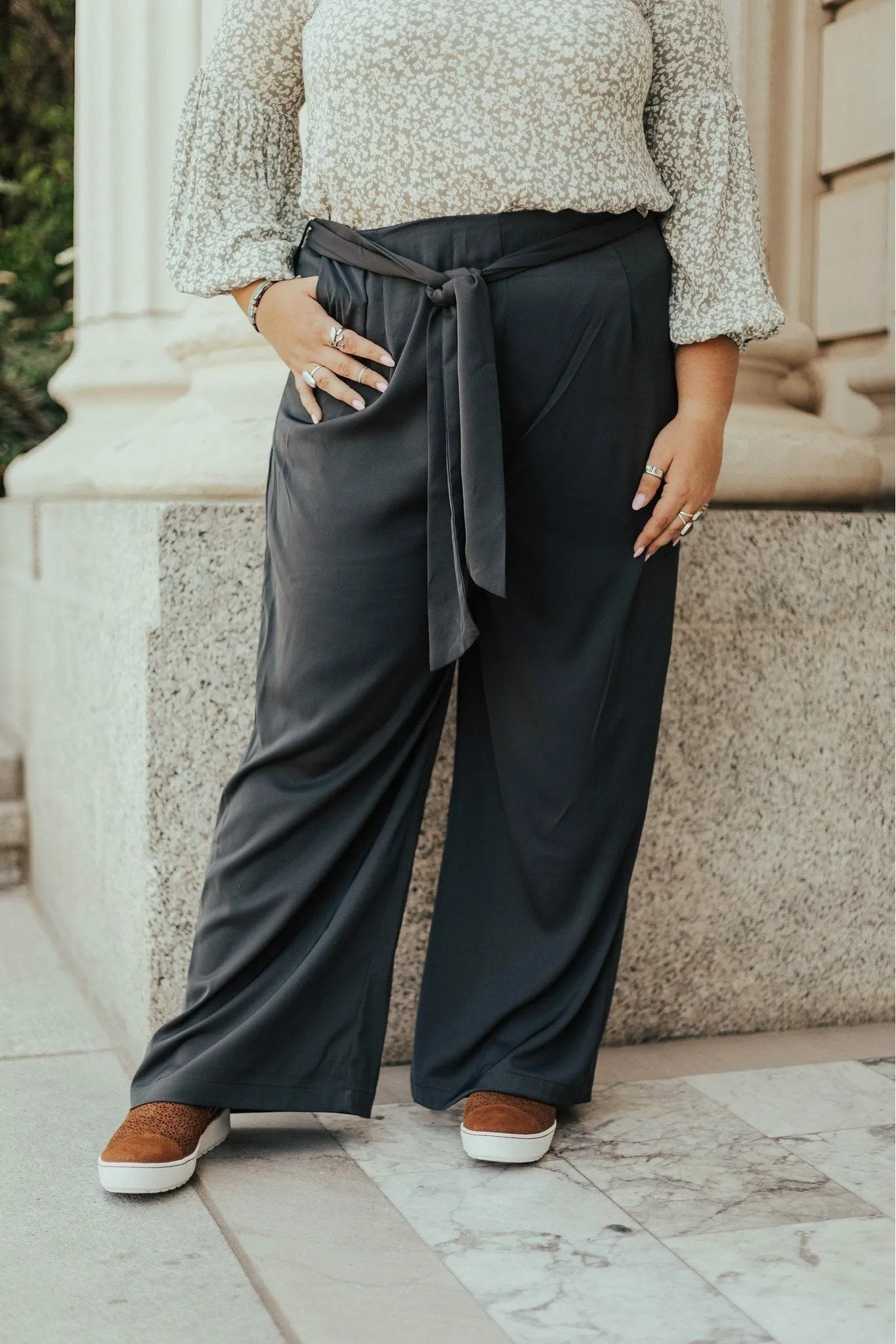 Emma High Waist Pants Two Charcoal