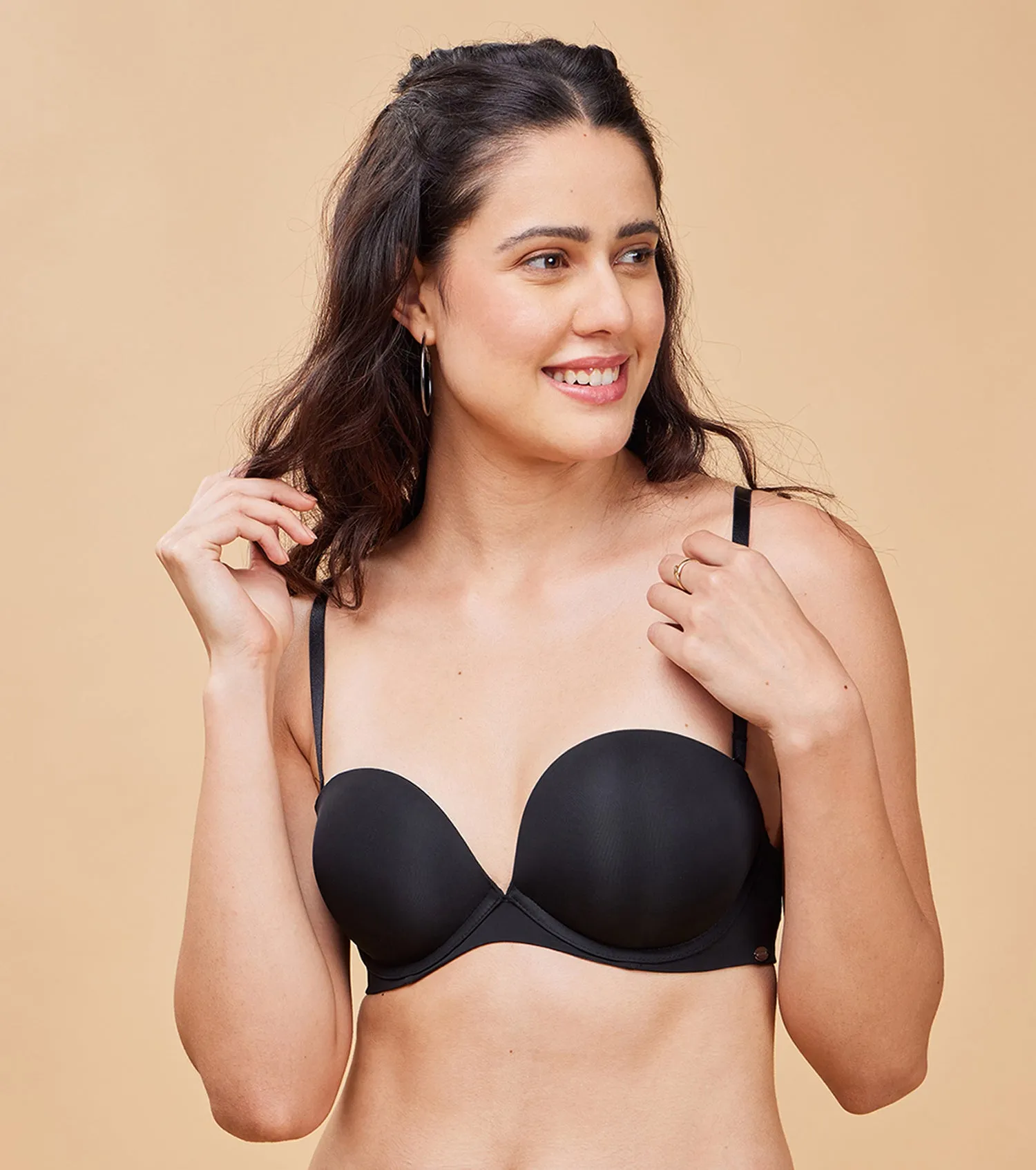 Enamor Body Transform F115 Strapless Maultiway Plunge Push-up Bra for Women - Padded, Wired and Medium Coverage