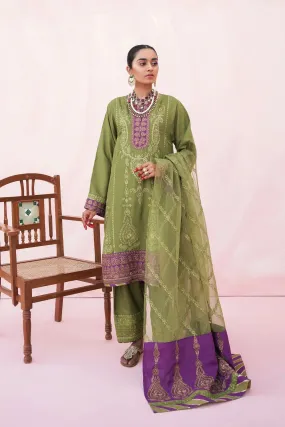 Ethnic Luxury Pret Green Viscose 3-Piece Suit