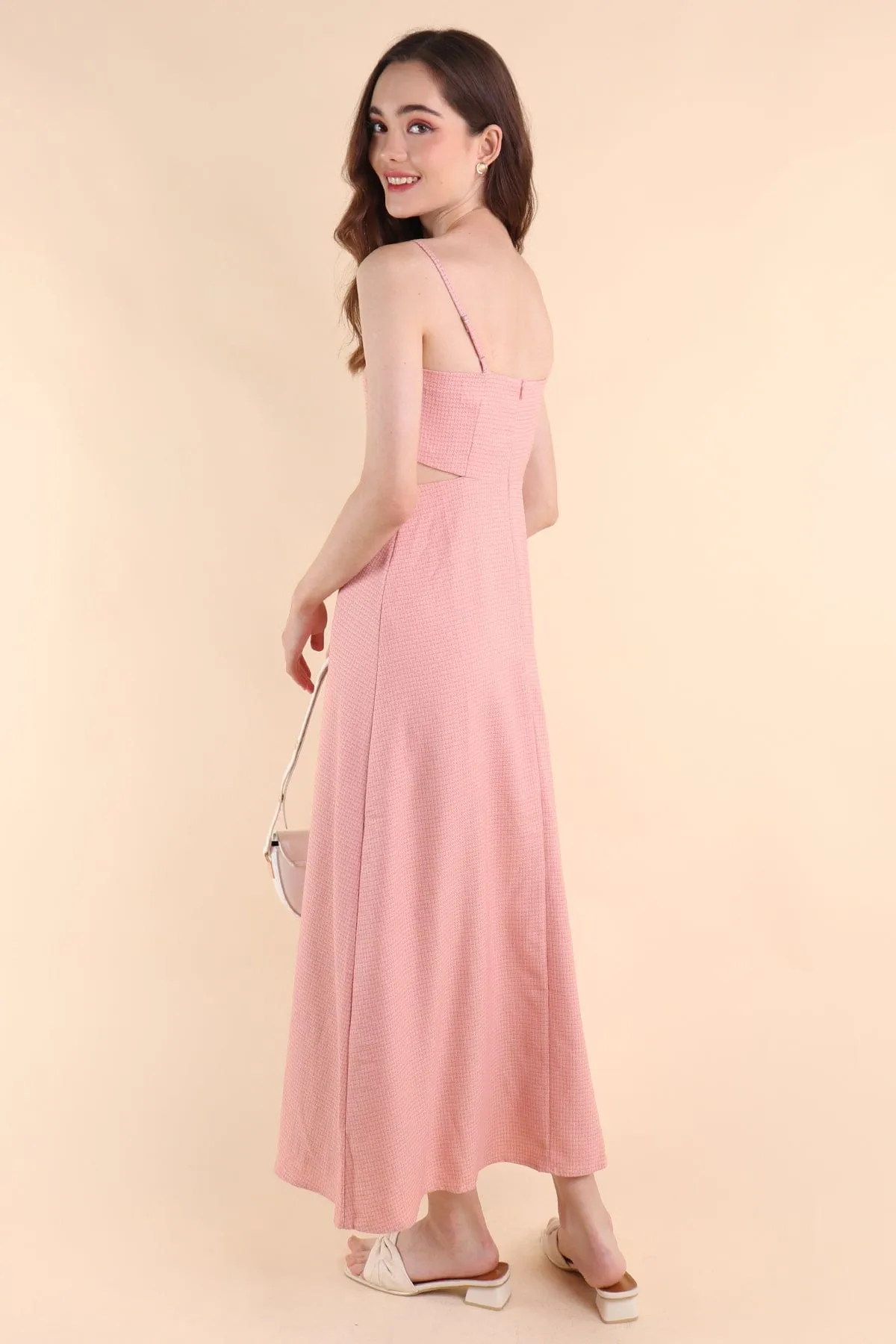 EVERLEY CUT-OUT SLIT MAXI DRESS IN PINK