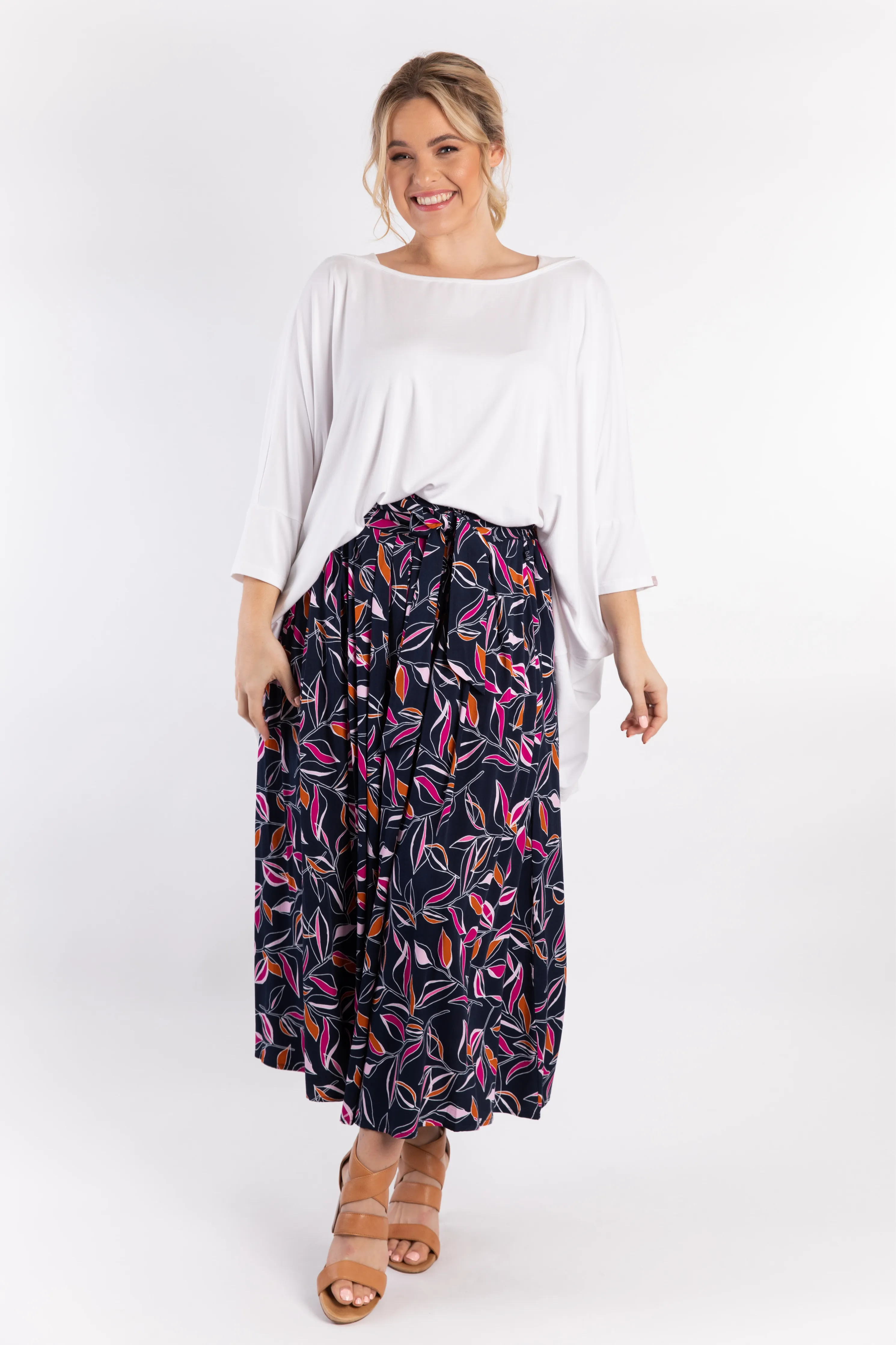 FINAL SALE Twirl Tie Skirt in Botanical Night