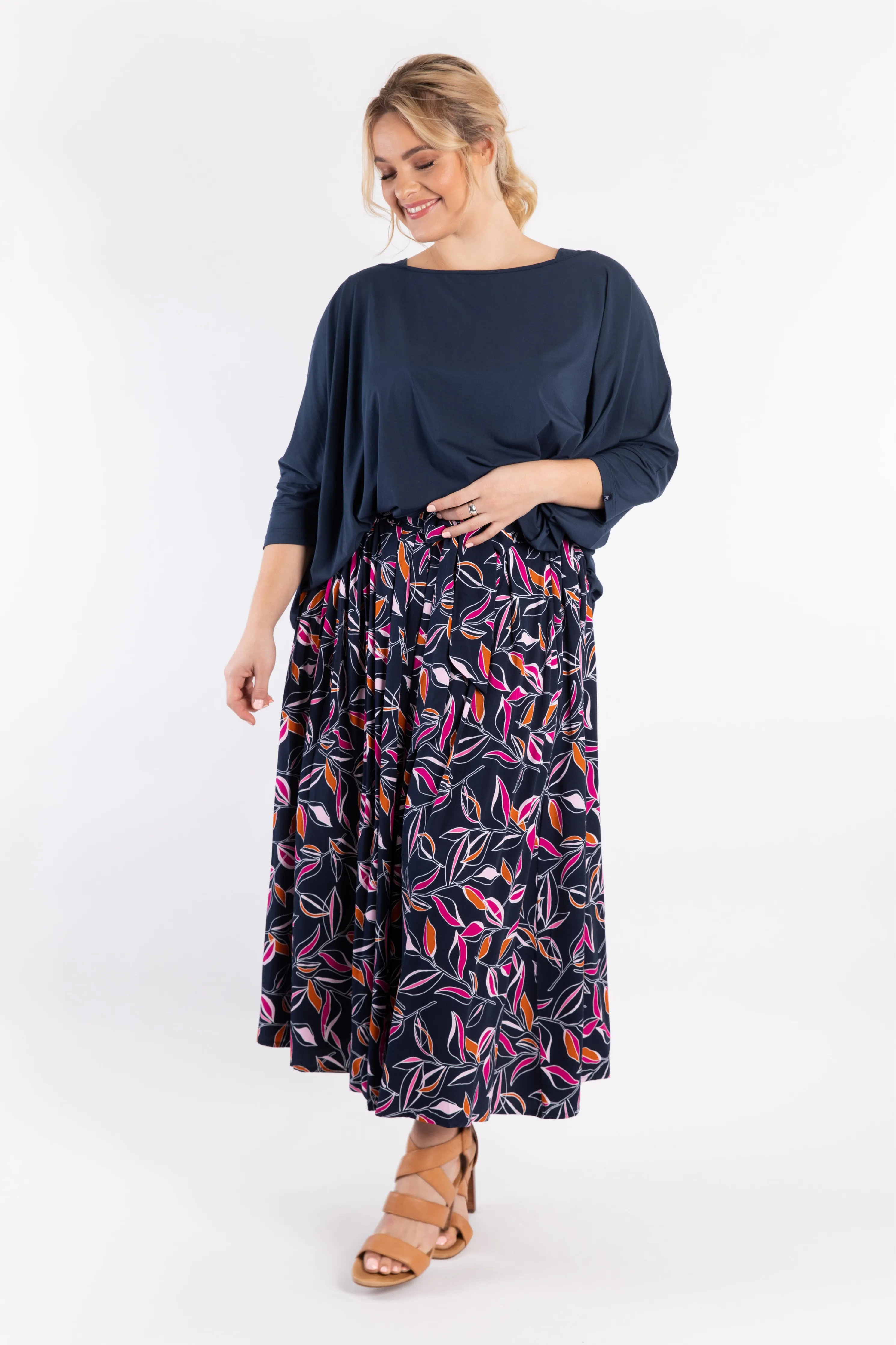 FINAL SALE Twirl Tie Skirt in Botanical Night