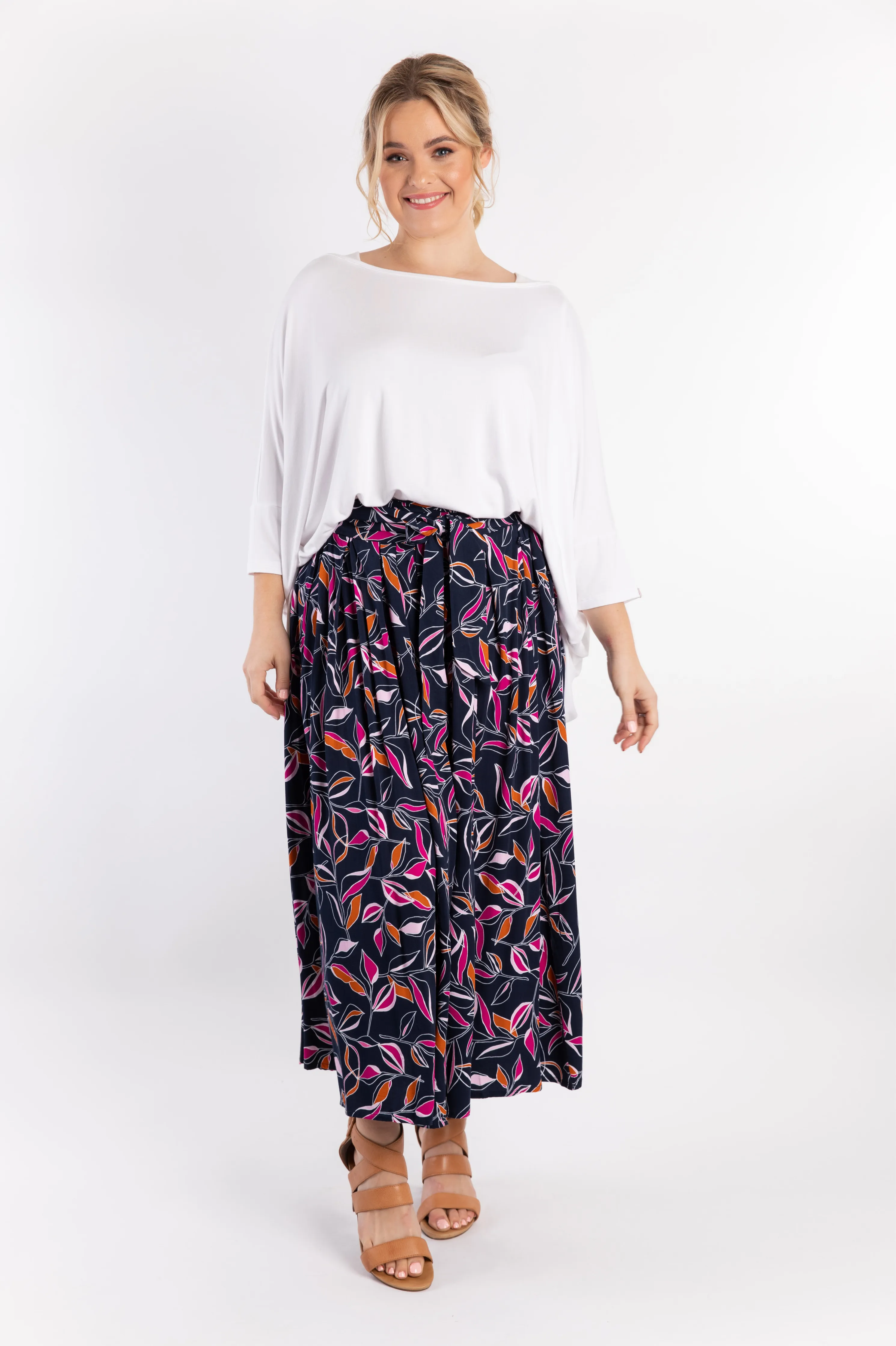 FINAL SALE Twirl Tie Skirt in Botanical Night