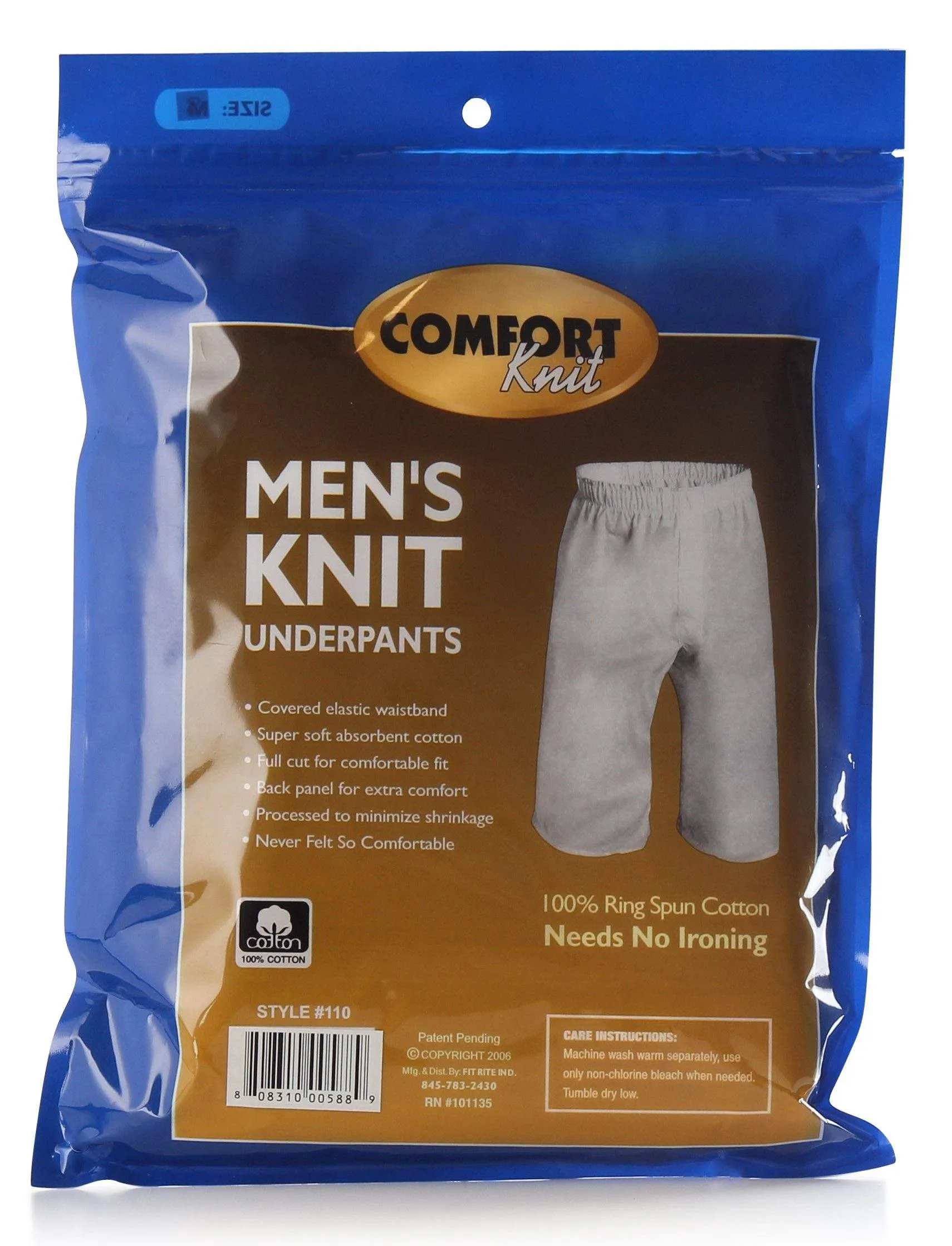 Fit Rite Comfort Knit Mens Long Underpants Pack of 2