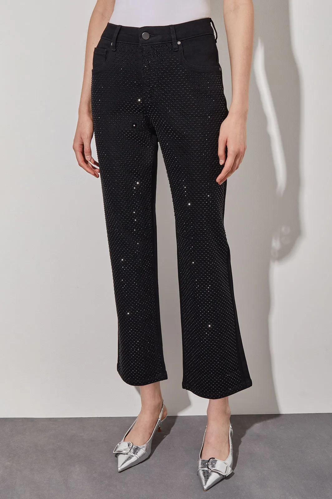 Flare Ankle Jeans - Crystal Front Detail