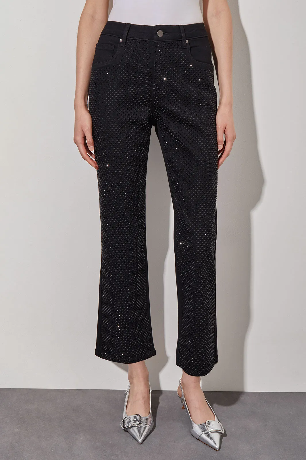 Flare Ankle Jeans - Crystal Front Detail