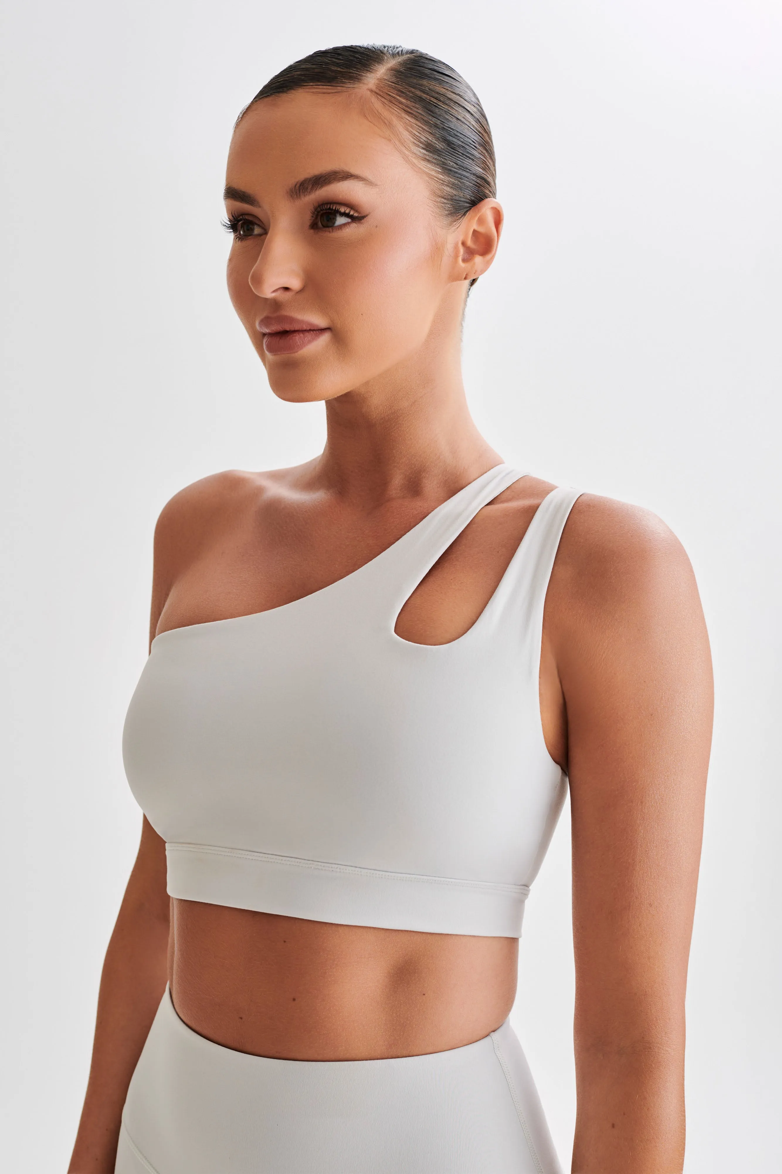 Floyd One Shoulder Crop Top - Ice Grey