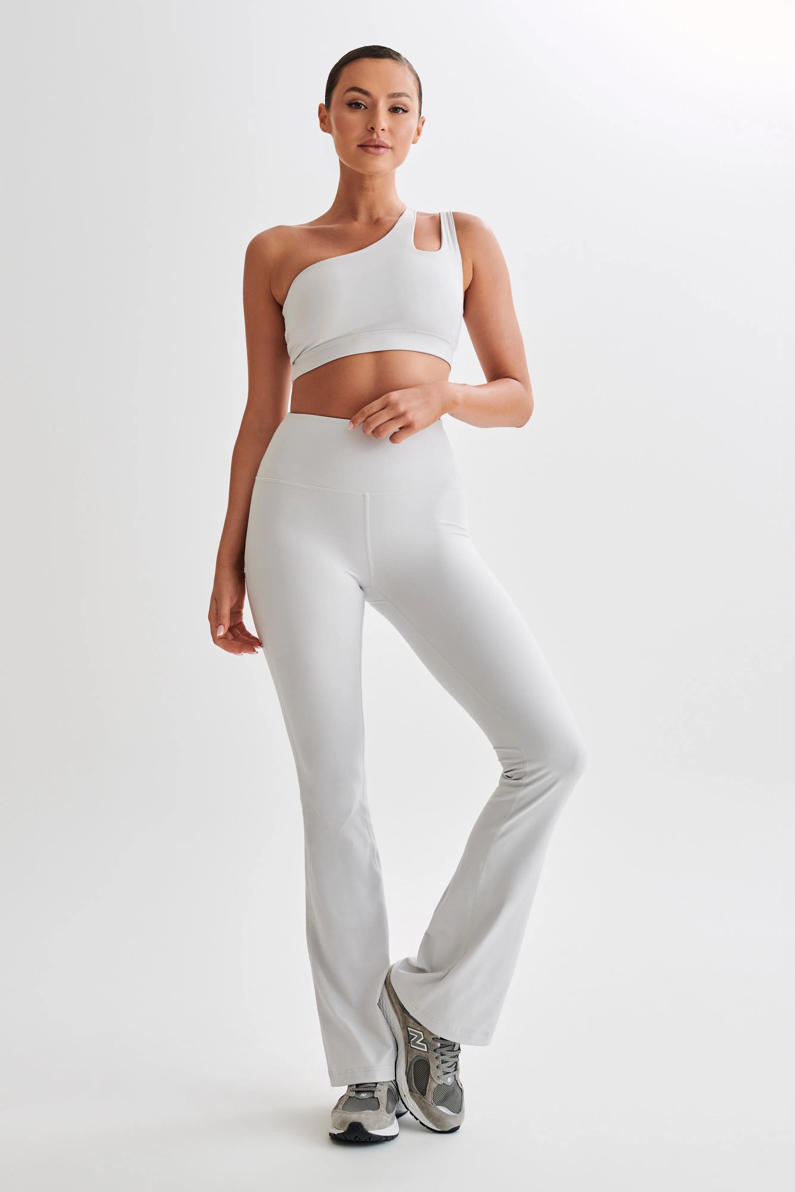 Floyd One Shoulder Crop Top - Ice Grey