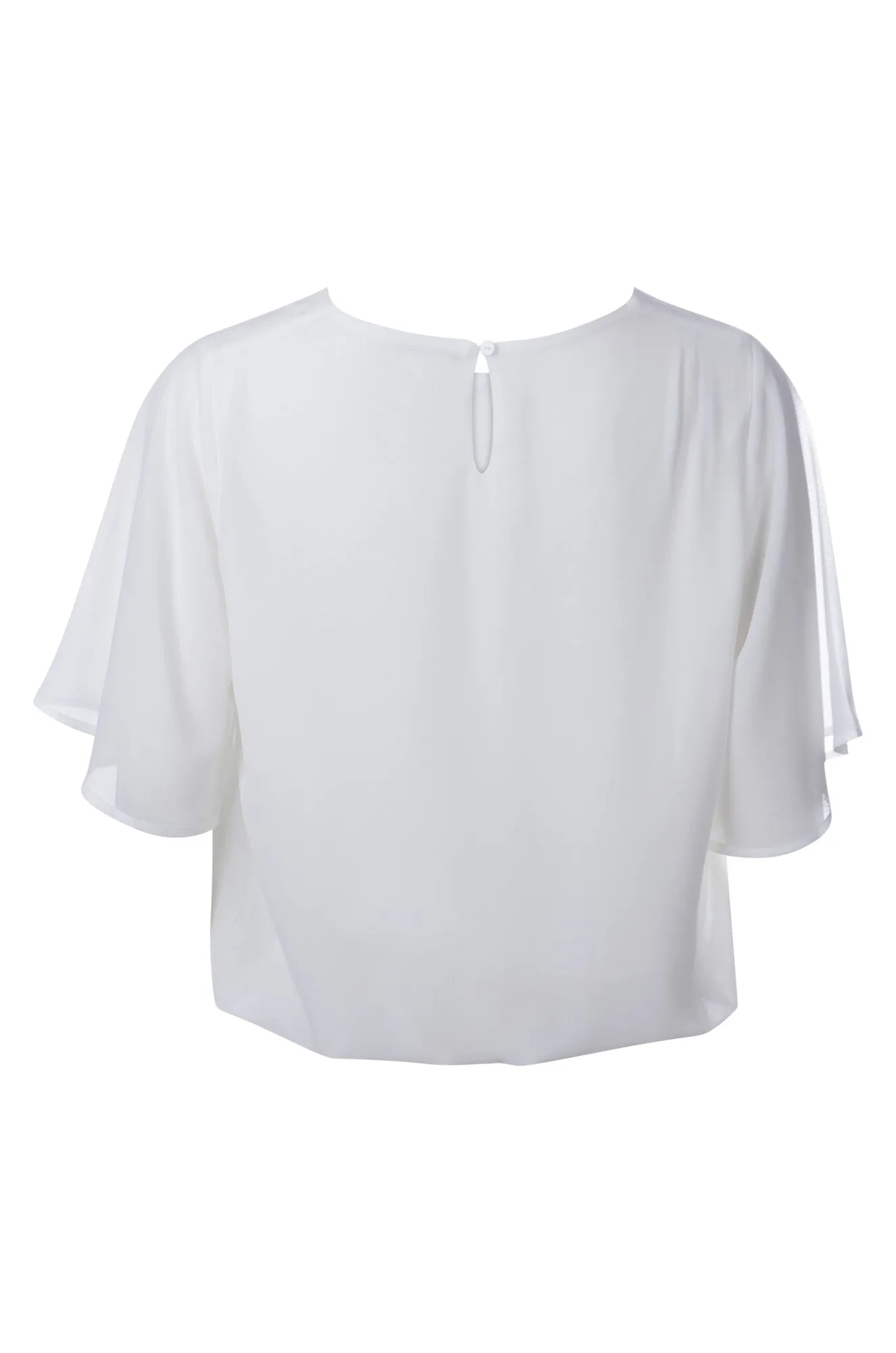 Flutter sleeve Chiffon Top | IVORY | 8541A1