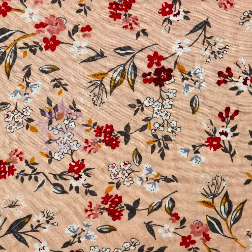 FS773 Blush Floral Leaves Viscose