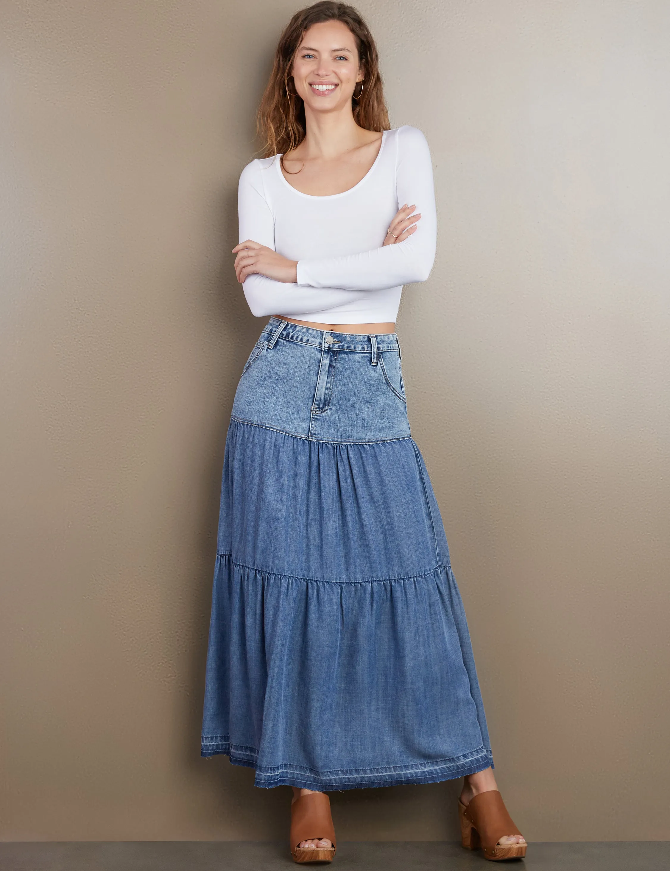 Fun Denim Maxi Skirt