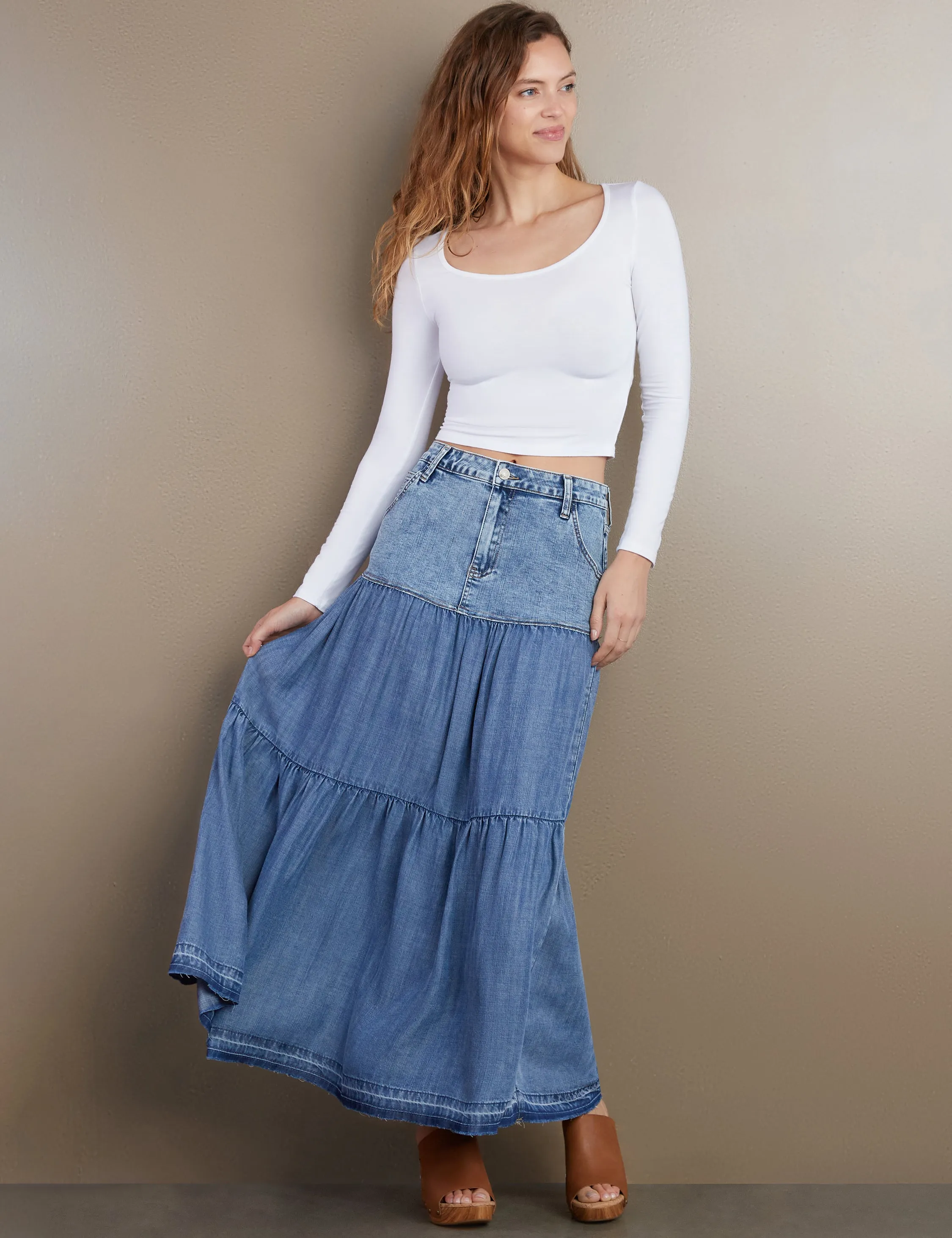 Fun Denim Maxi Skirt