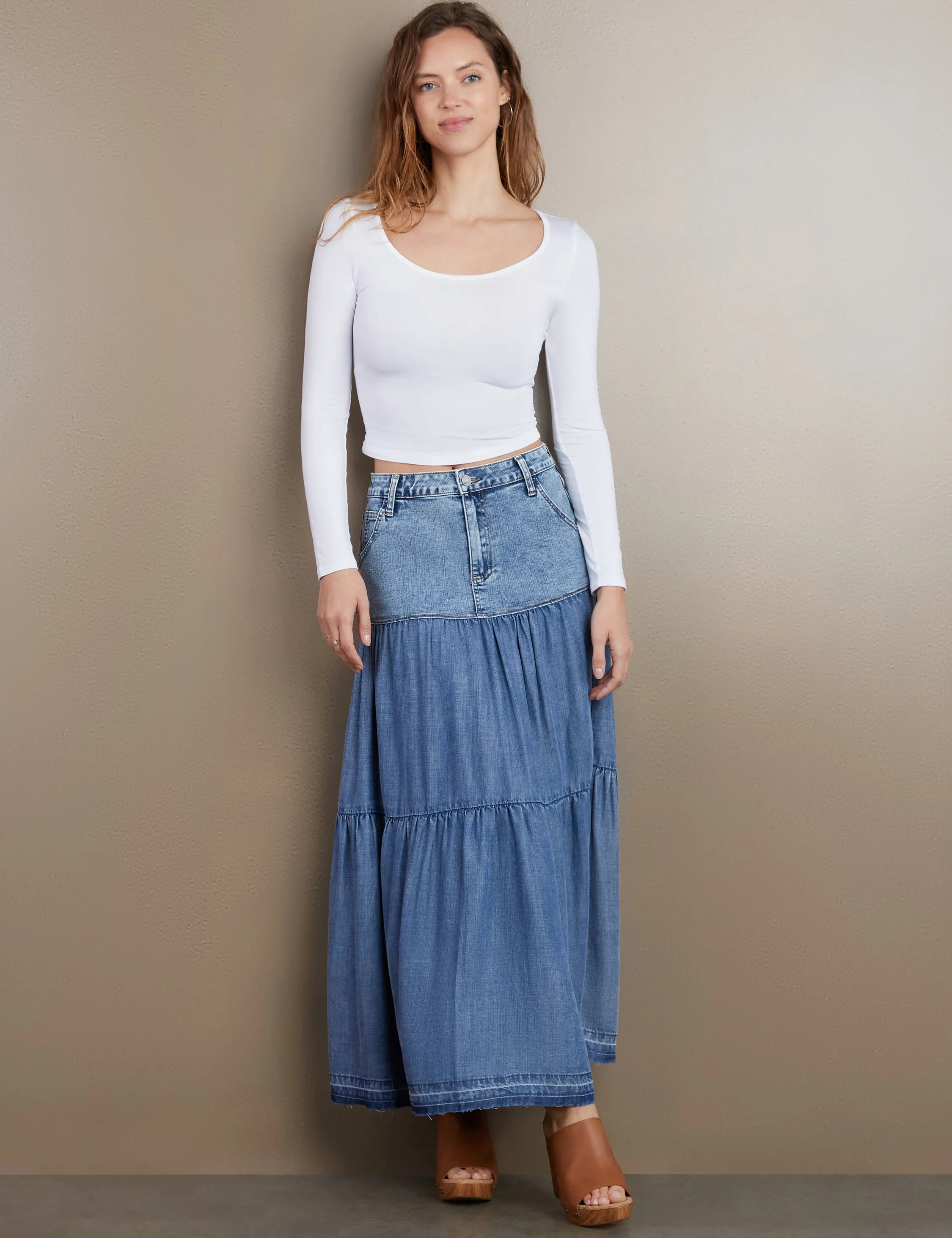 Fun Denim Maxi Skirt