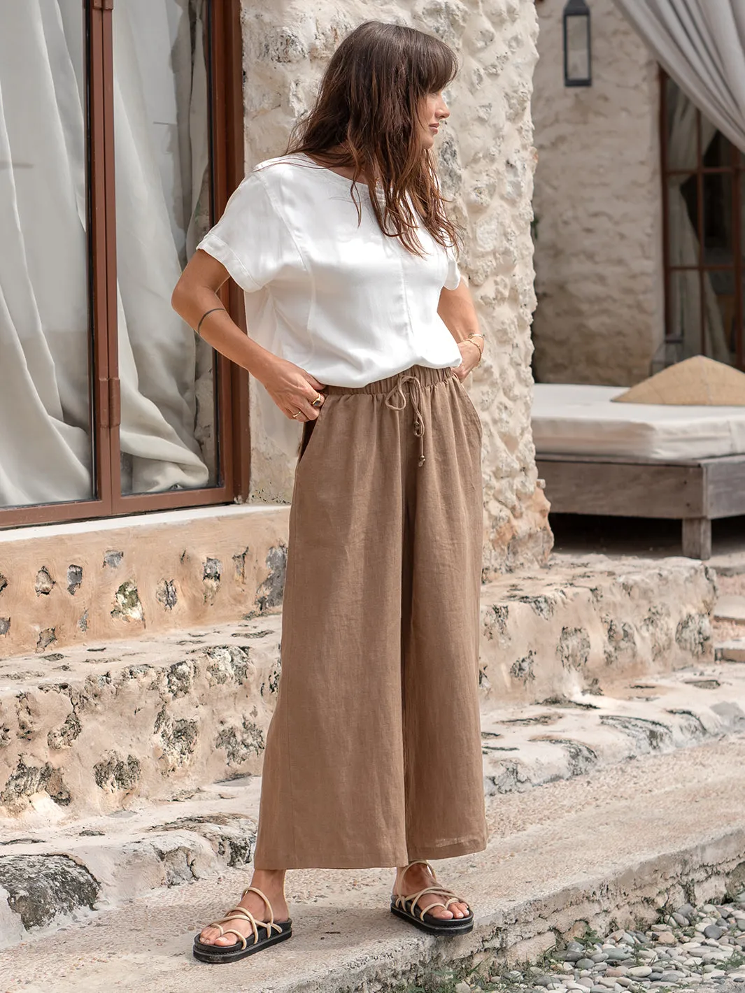 Gaia 7/8 Linen Pants Desert Sand