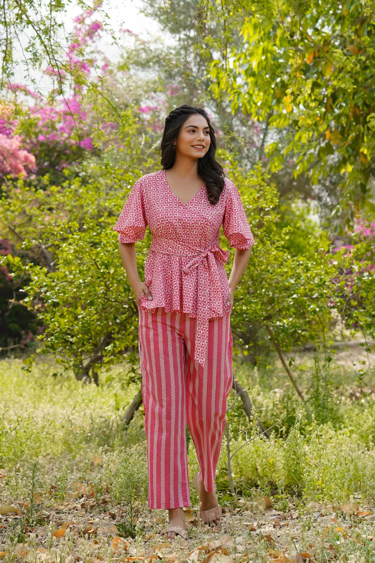 Garden treasures on Pink Loungewear