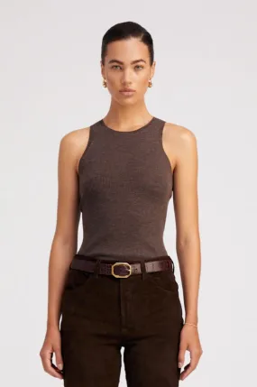 Heather Brown Cashmere Racer Tank