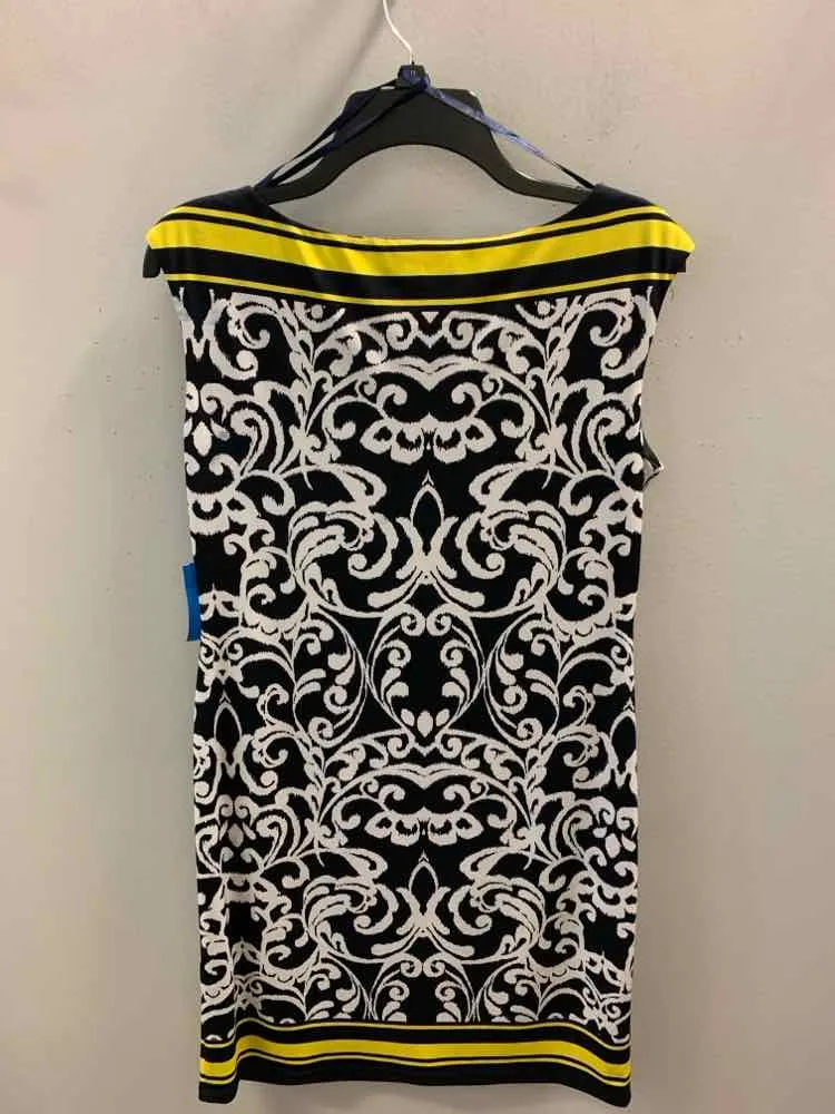 JESSICA HOWARD Dresses and Skirts Size S NAVY/WHT/YEL SCROLL SLEEVELESS Dress