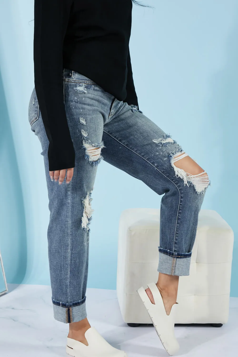 Judy Blue, Bleach Splash Boyfriend Jeans