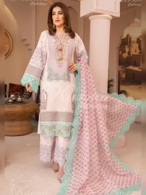 Karma Collection "Naqsh" Pink Cotton Embroidered Suit (KC1355)