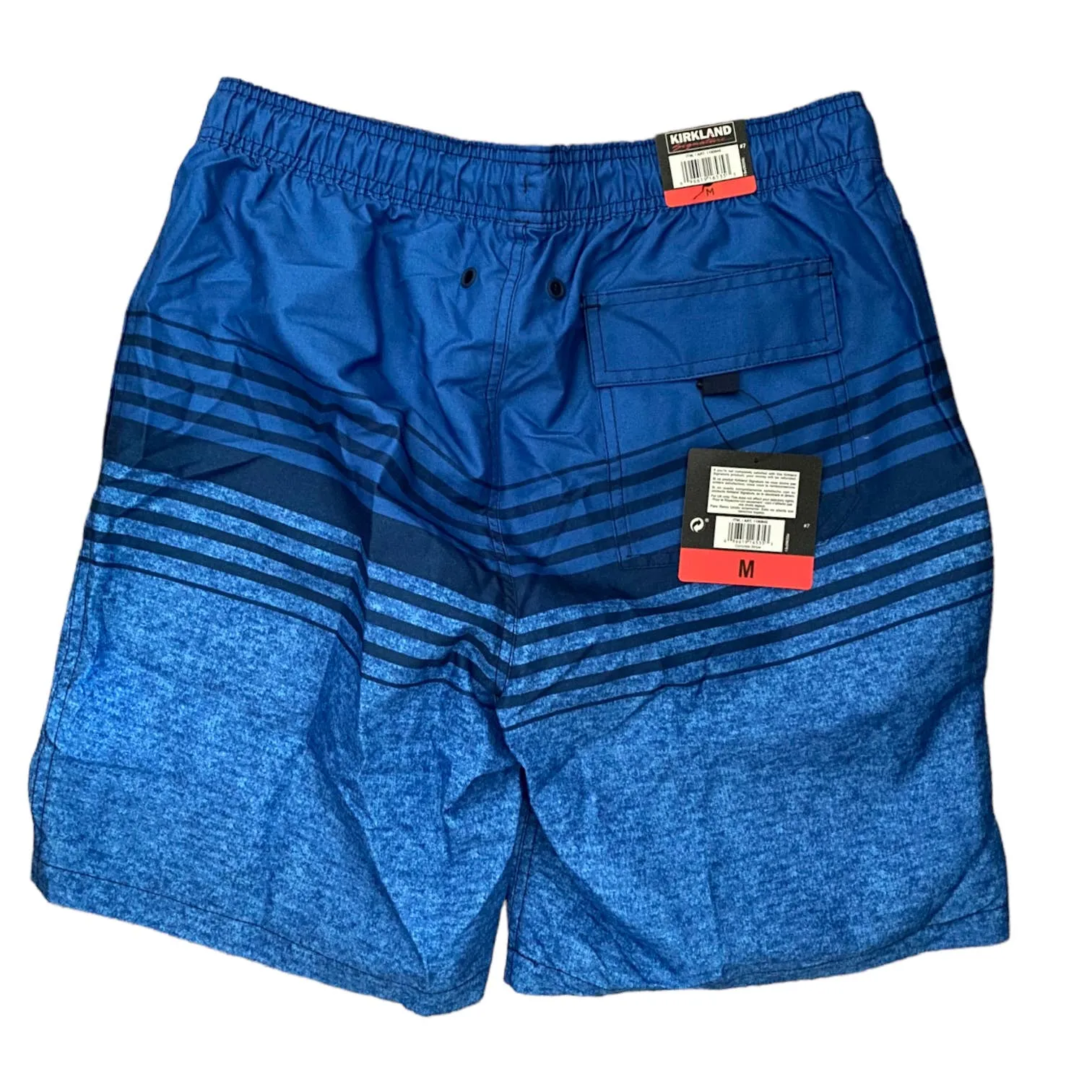 Kirkland NWT Blue Striped Swim Board Shorts Size Medium