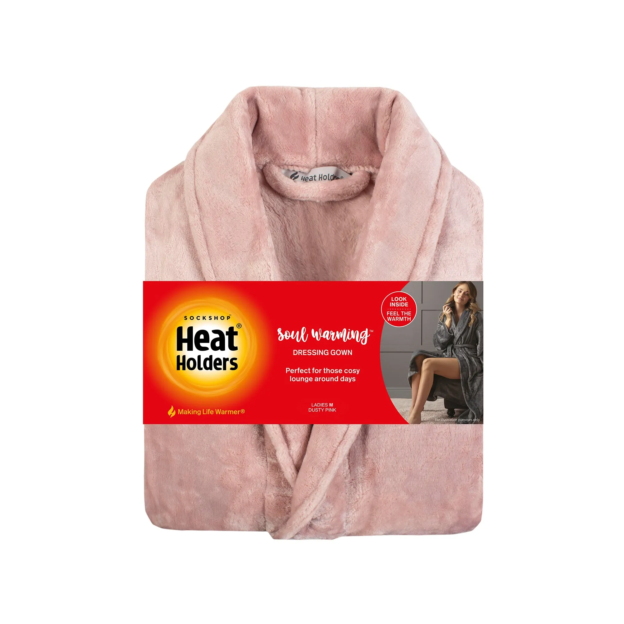 Ladies Thermal Dressing Gown - Dusky Pink