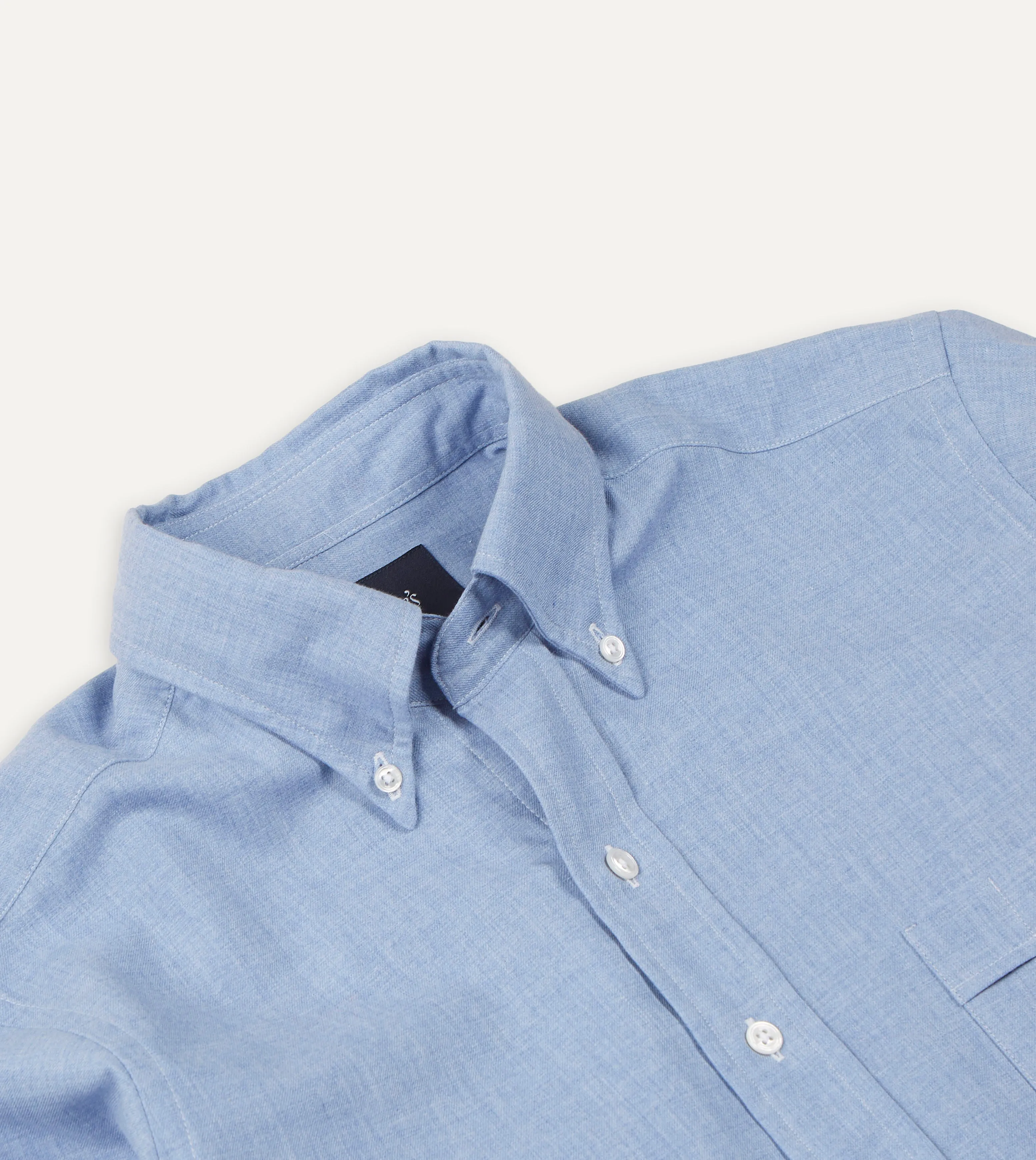 Light Blue Brushed Cotton Button-Down Shirt