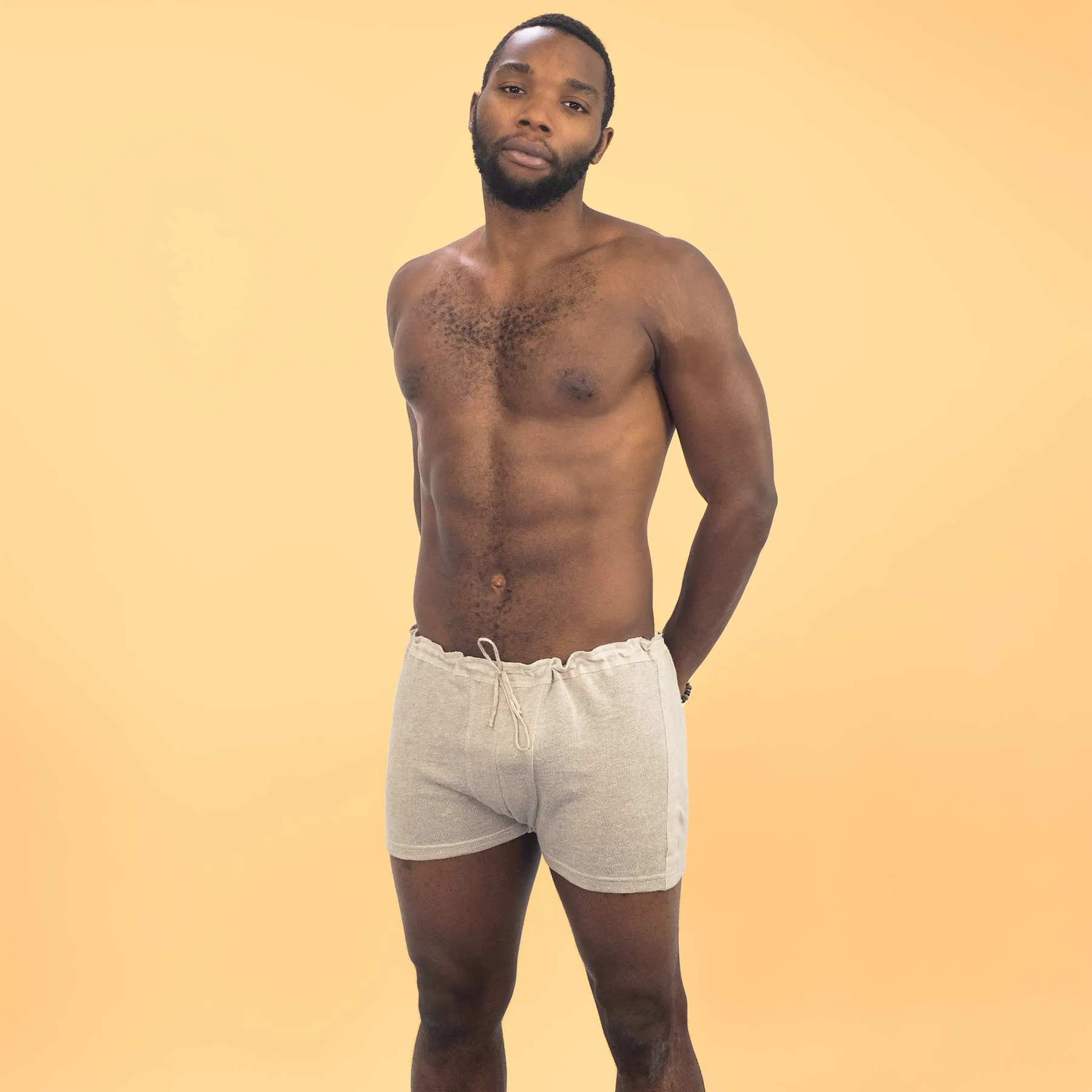 LISZT Elastic-free 100% Organic Linen Knit Boxers (Latex-Free; OC Thread; Polyester-free; Plastic-free; Dye-free) (100% Biodegradable)