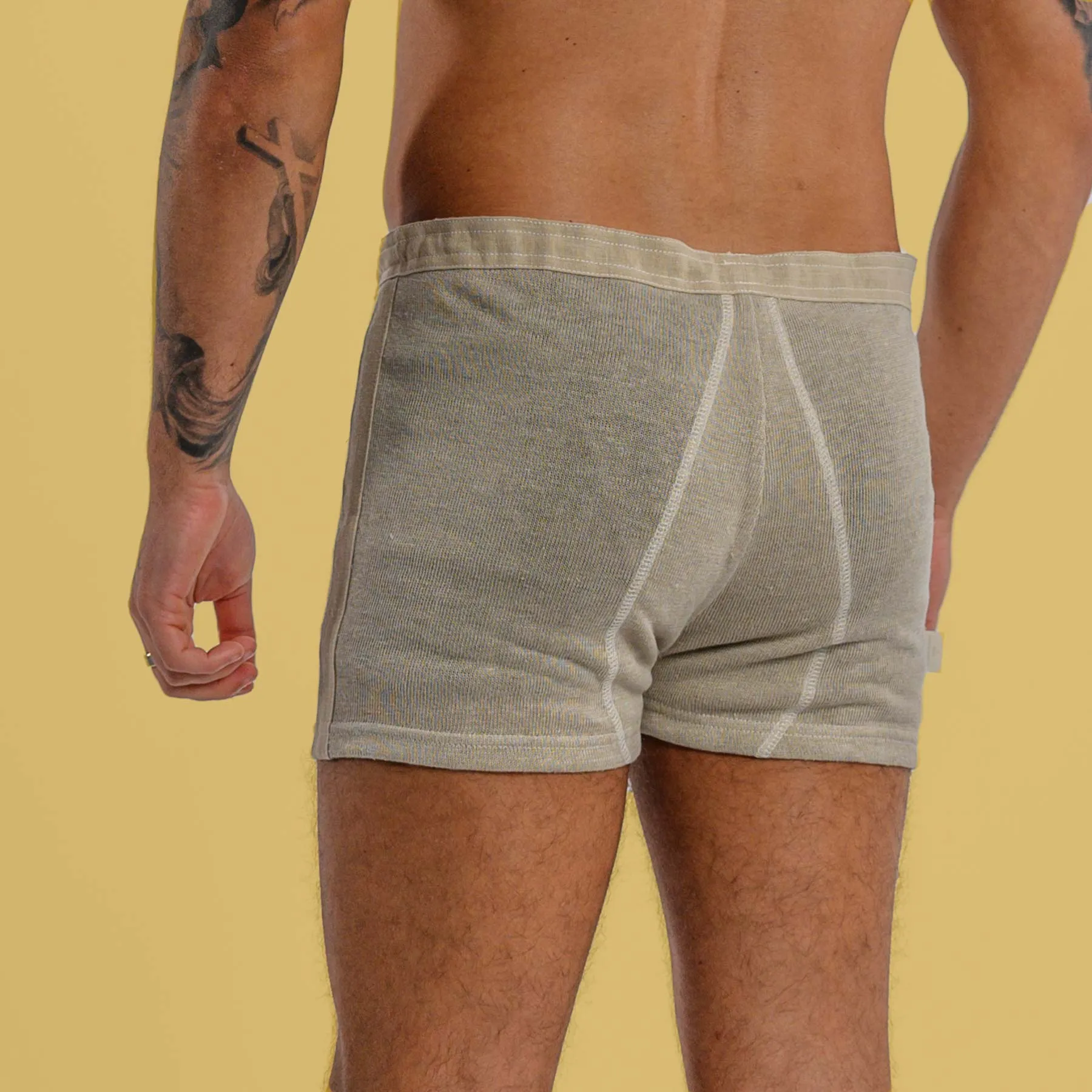 LISZT Elastic-free 100% Organic Linen Knit Boxers (Latex-Free; OC Thread; Polyester-free; Plastic-free; Dye-free) (100% Biodegradable)