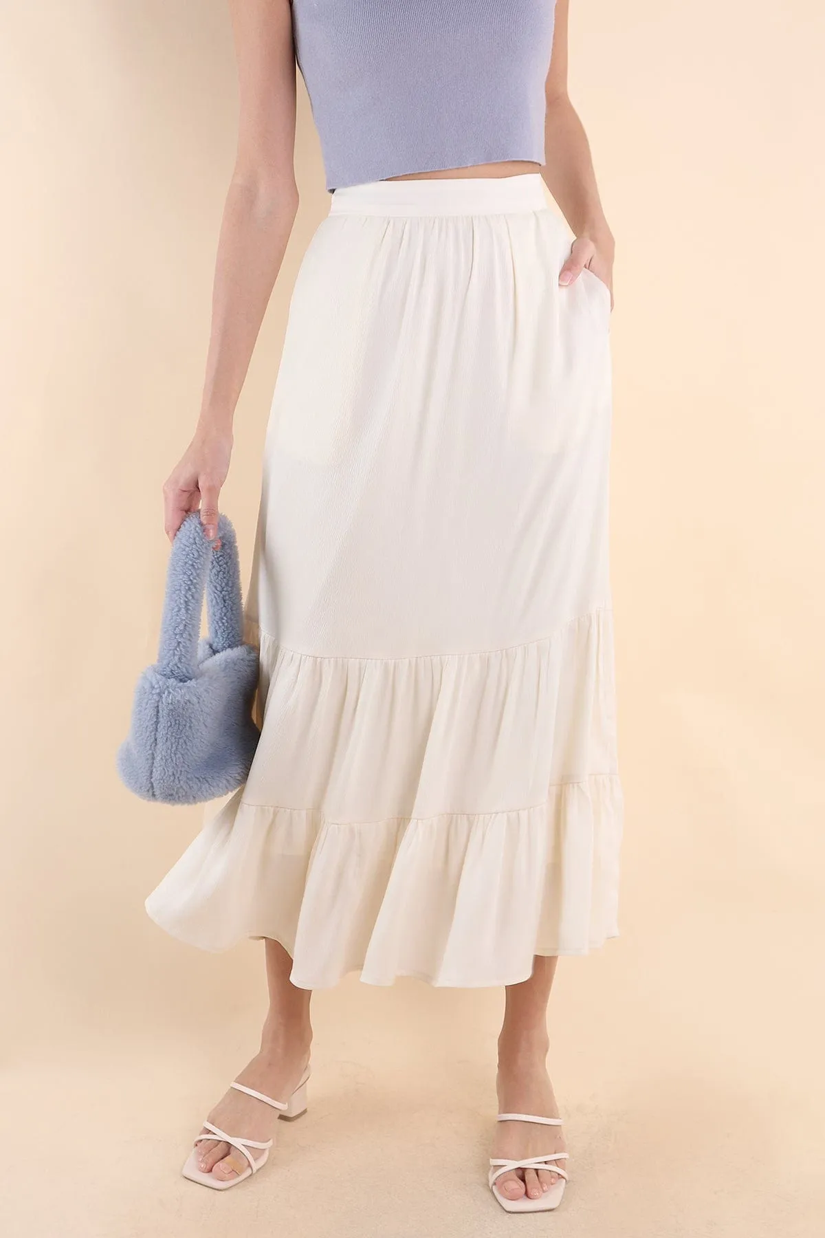 LUMIERE CASCADE SKIRT IN CREAM