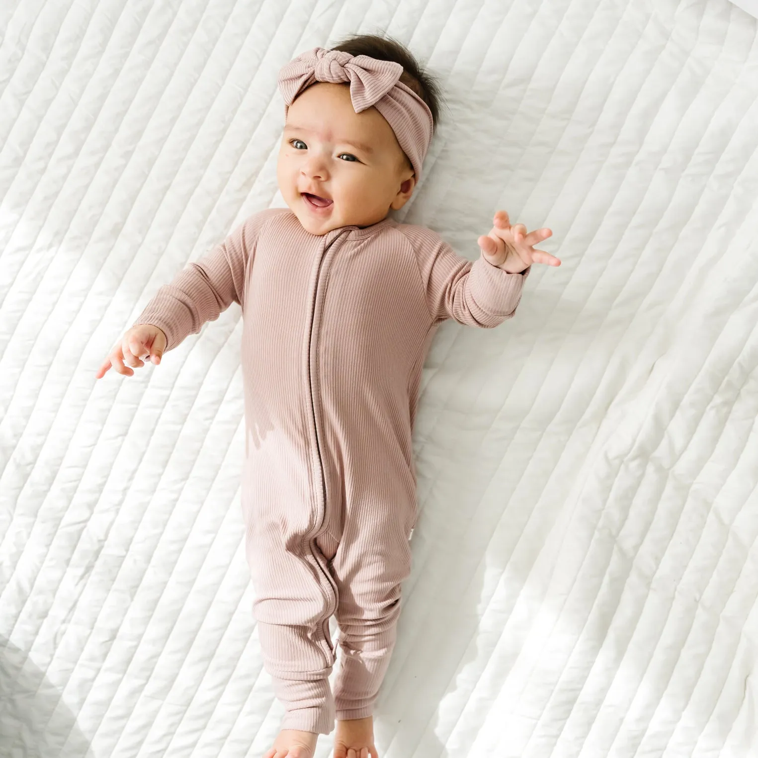 Mauve Mist Small Ribbed Zip Romper