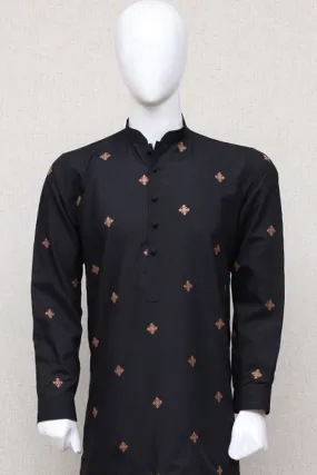 Men Premium Embroidered Shalwar Kameez Black