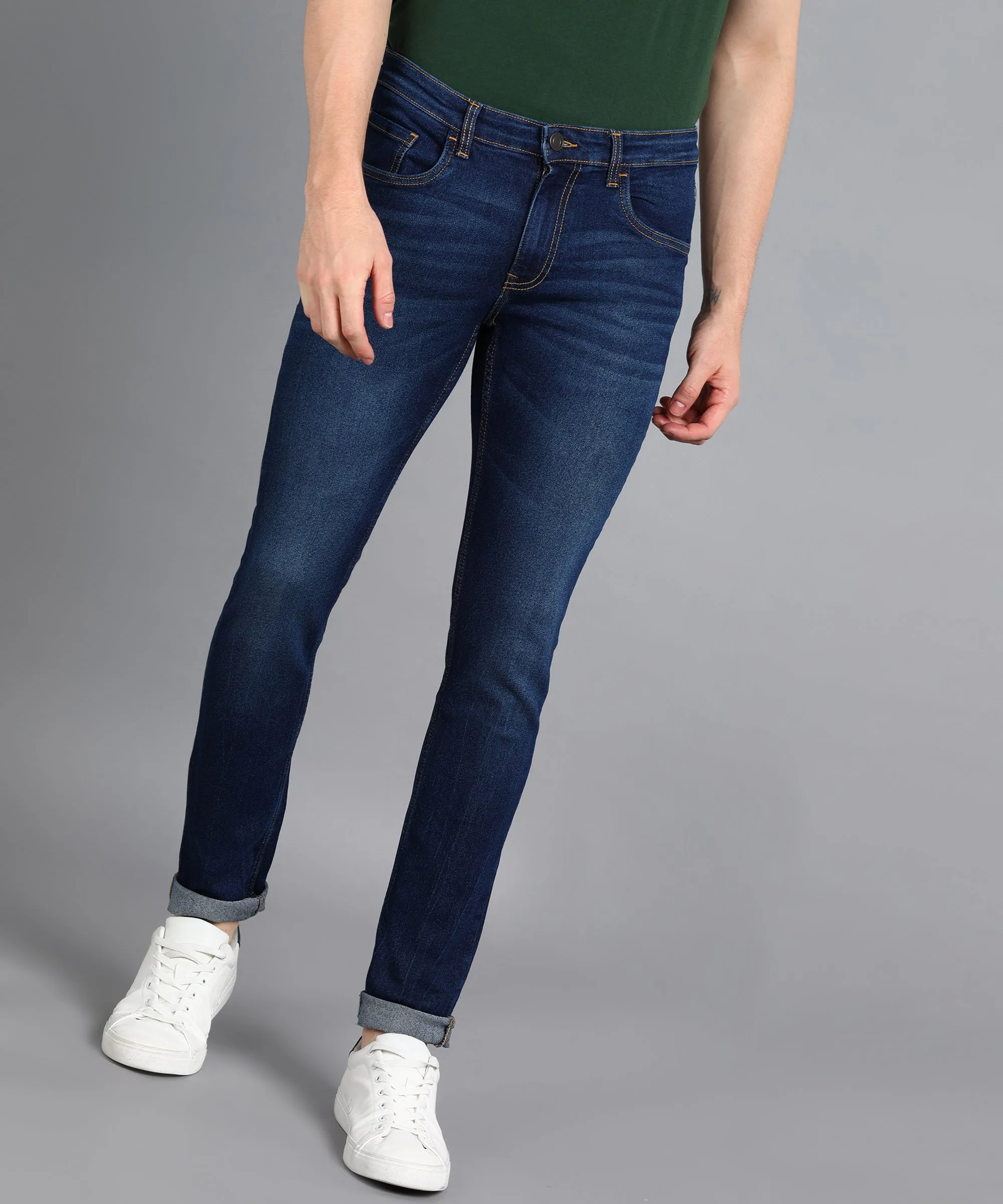 Men's Blue Slim Fit Washed Jeans Stretchable