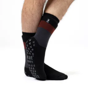 Mens IOMI Dual Layer Raynaud's Slipper Socks - Block Stripe Black