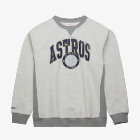 mens mitchell & ness houston astros premium fleece vintage logos crewneck (heather grey)