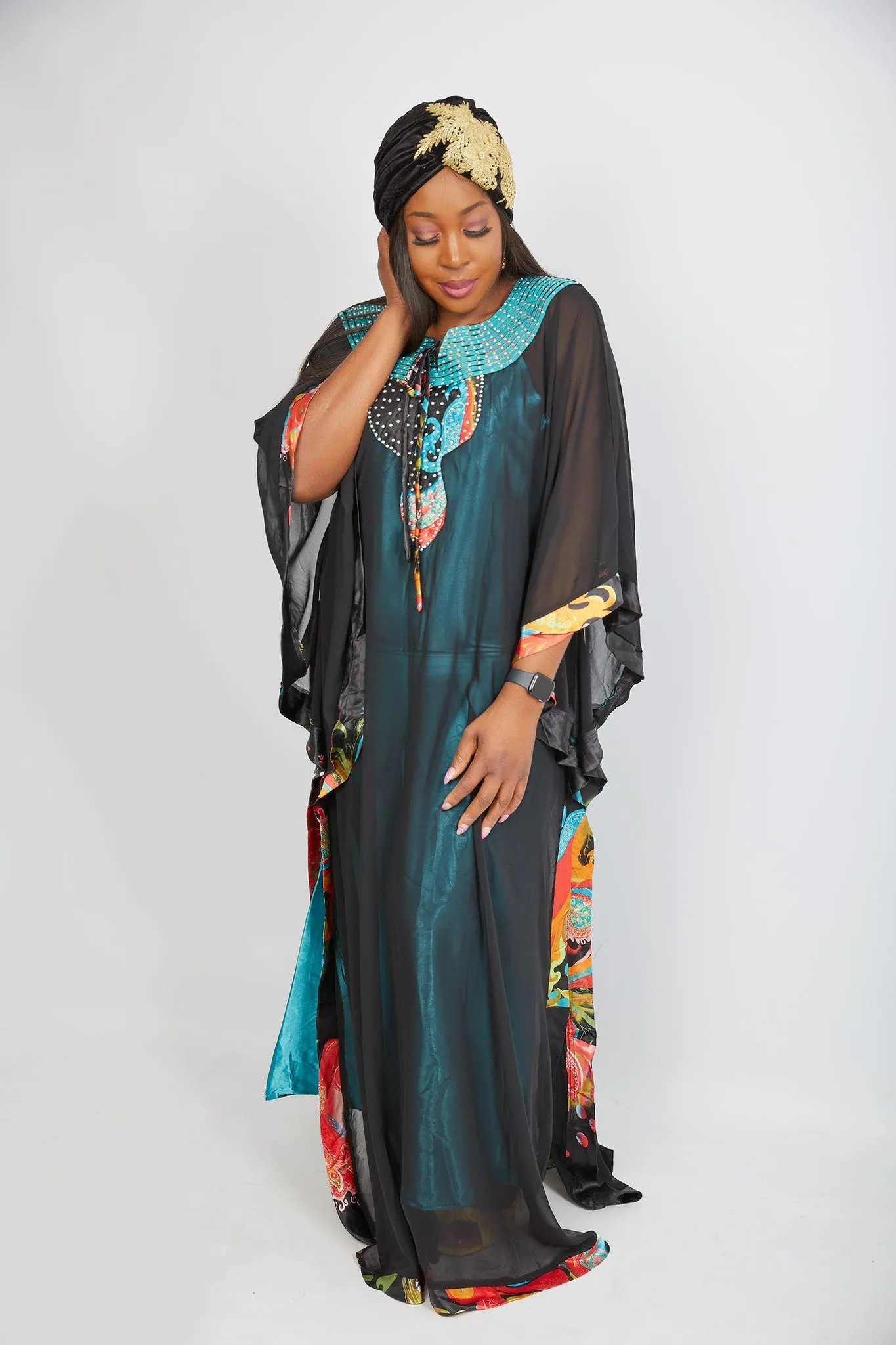 New in African Inspired Chiffon Kaftan Bubu Maxi Dress - Yolanda