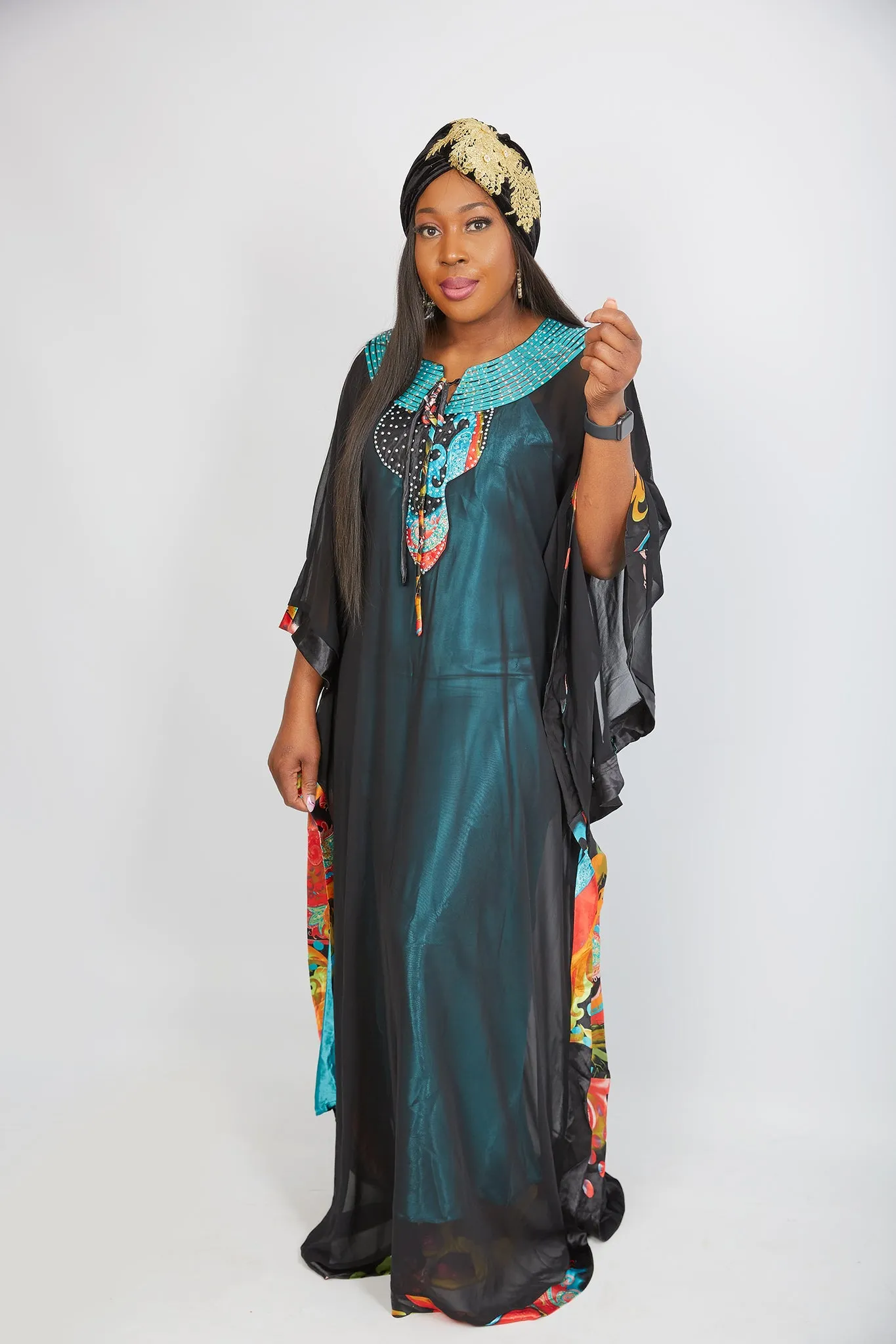 New in African Inspired Chiffon Kaftan Bubu Maxi Dress - Yolanda