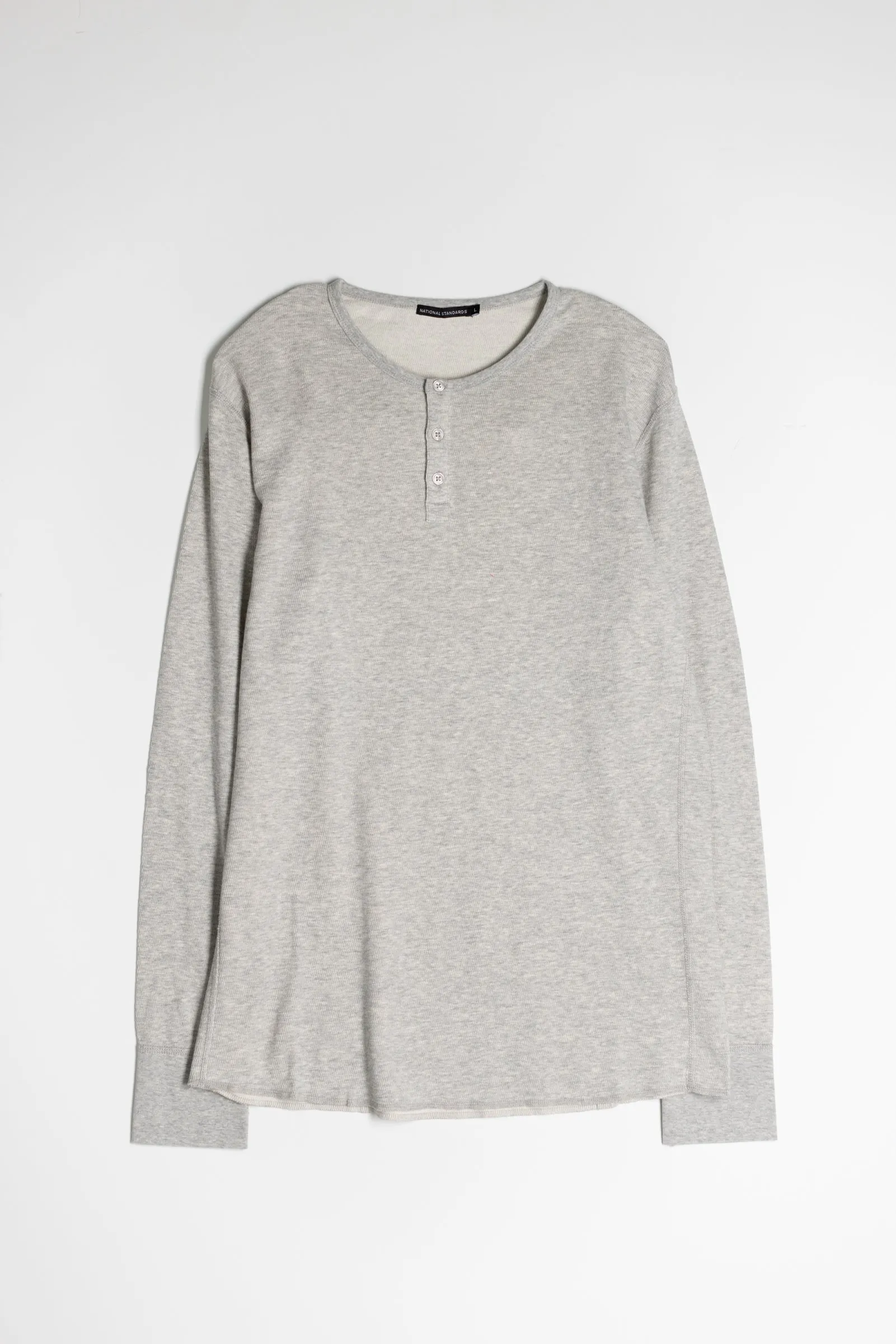 NS2154-6 Mesh Thermal Long Sleeve Henley in Melange Grey