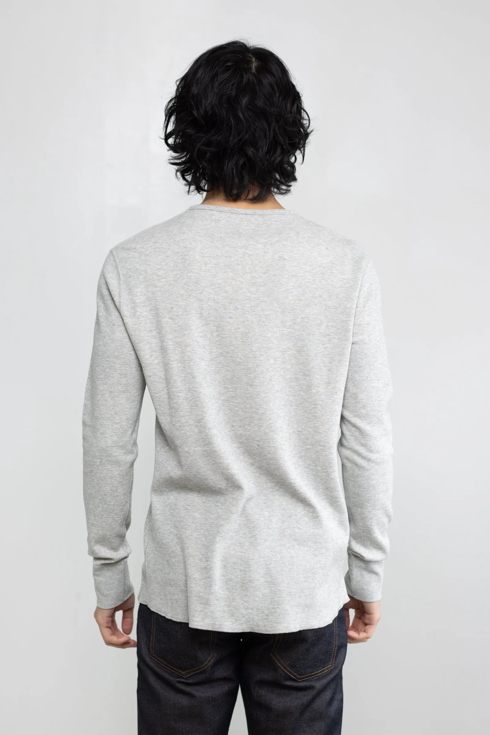 NS2154-6 Mesh Thermal Long Sleeve Henley in Melange Grey