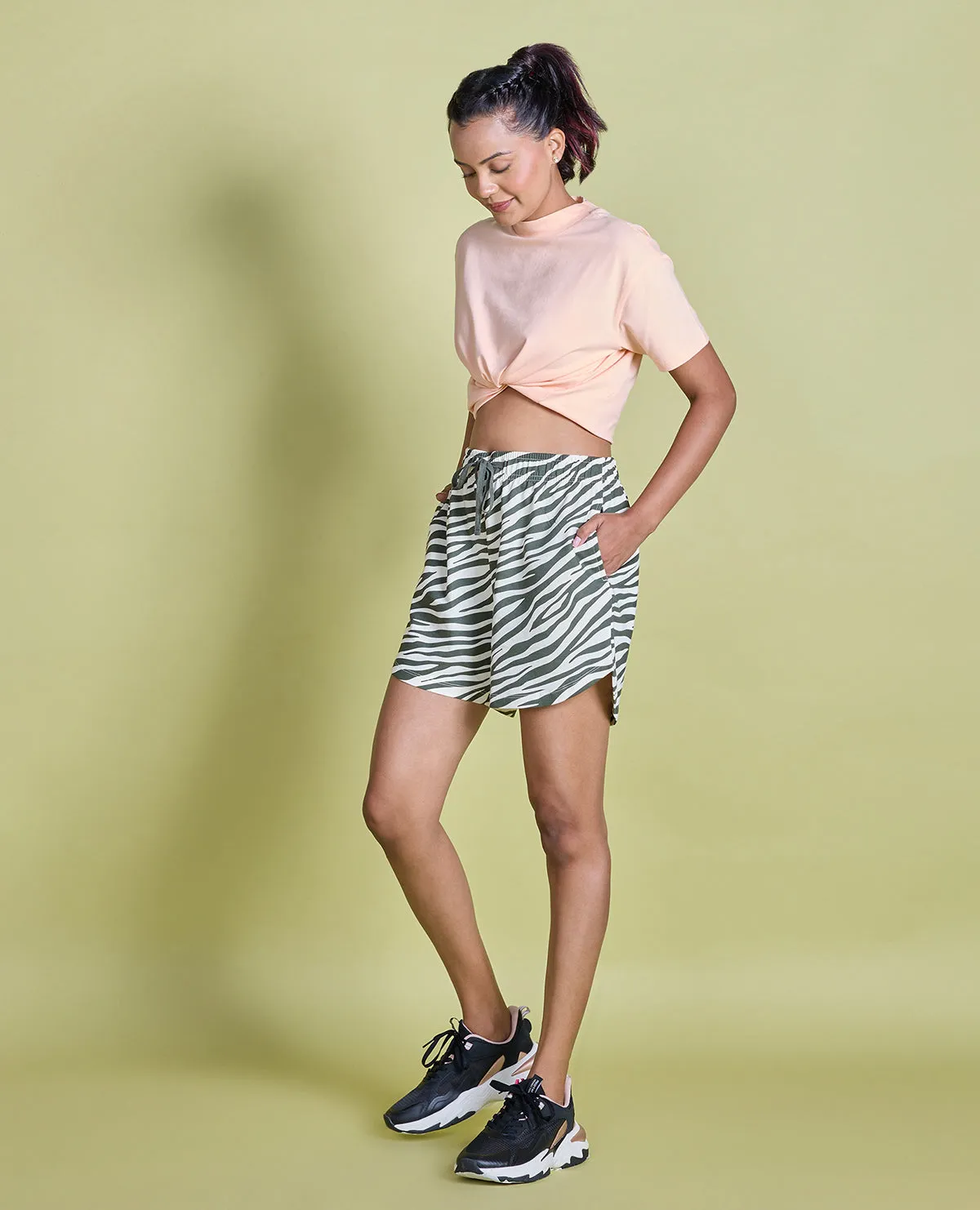 Nykd All Day Printed Terry Shorts - NYAT287 - Zebra green print