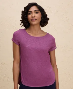 Nykd By Nykaa After Class Apple Bottom Flattering Longline Tee-NYAT272-Wine Melange