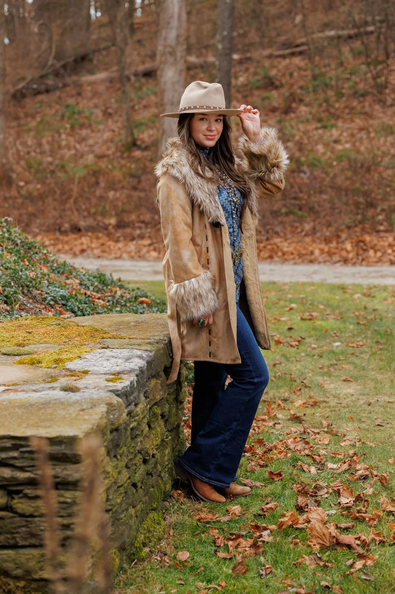 Odie Suede and Fur Belted Jacket by Tasha Polizzi