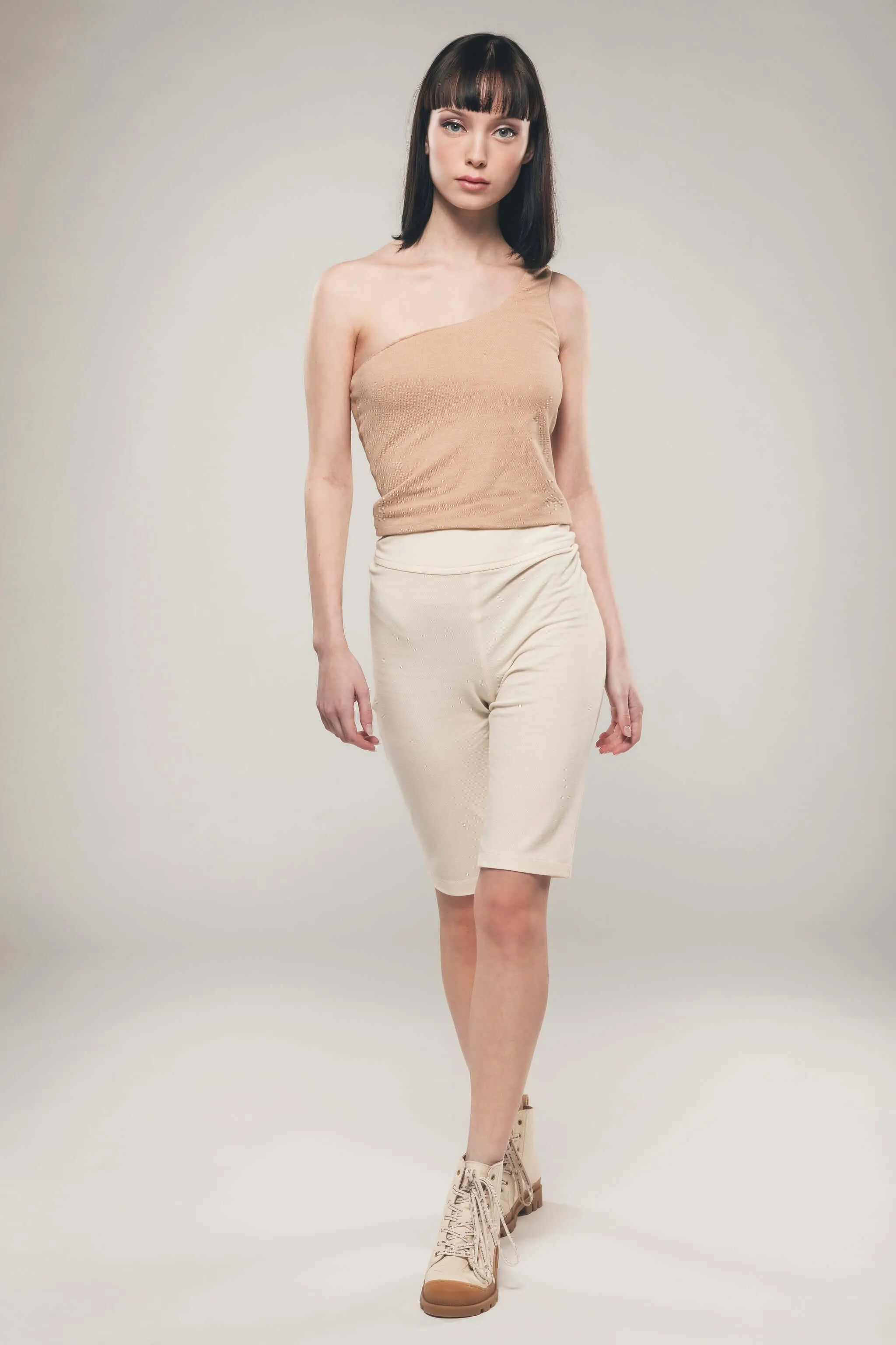 One Shoulder Top in Light Brown