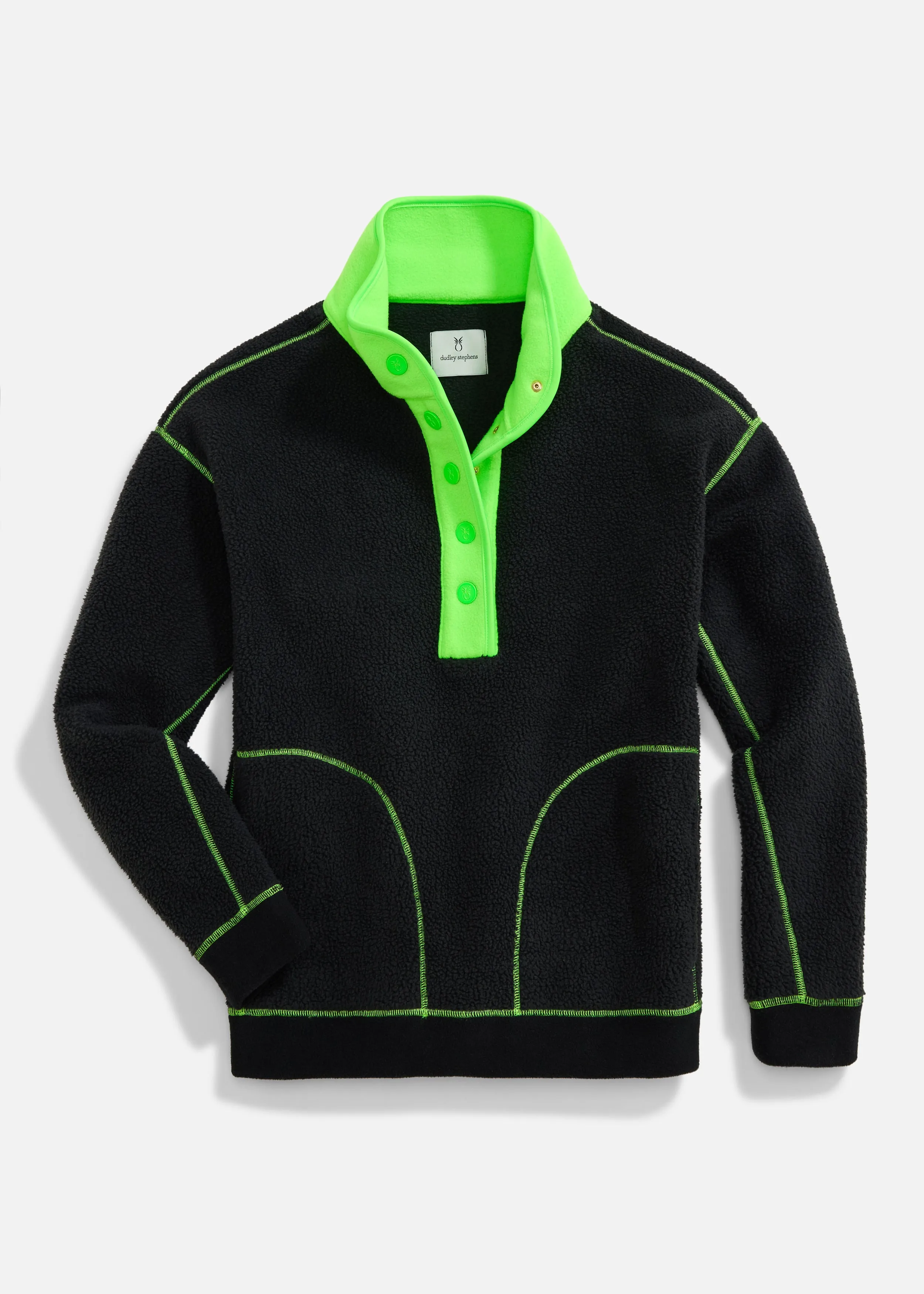 Palomino Pullover in Sherpa Fleece (Black/Dudley Green)